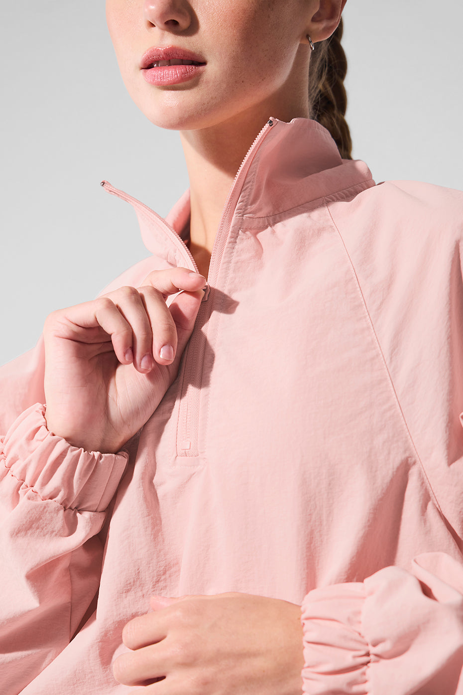 Cropped 1/4 Zip Alumni Pullover - Pink Quartz - Image 4