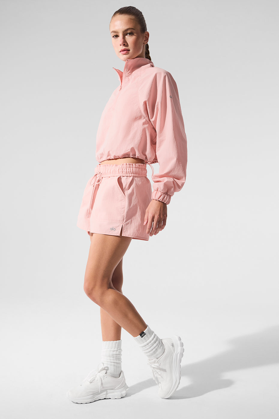 Cropped 1/4 Zip Alumni Pullover - Pink Quartz - Image 5