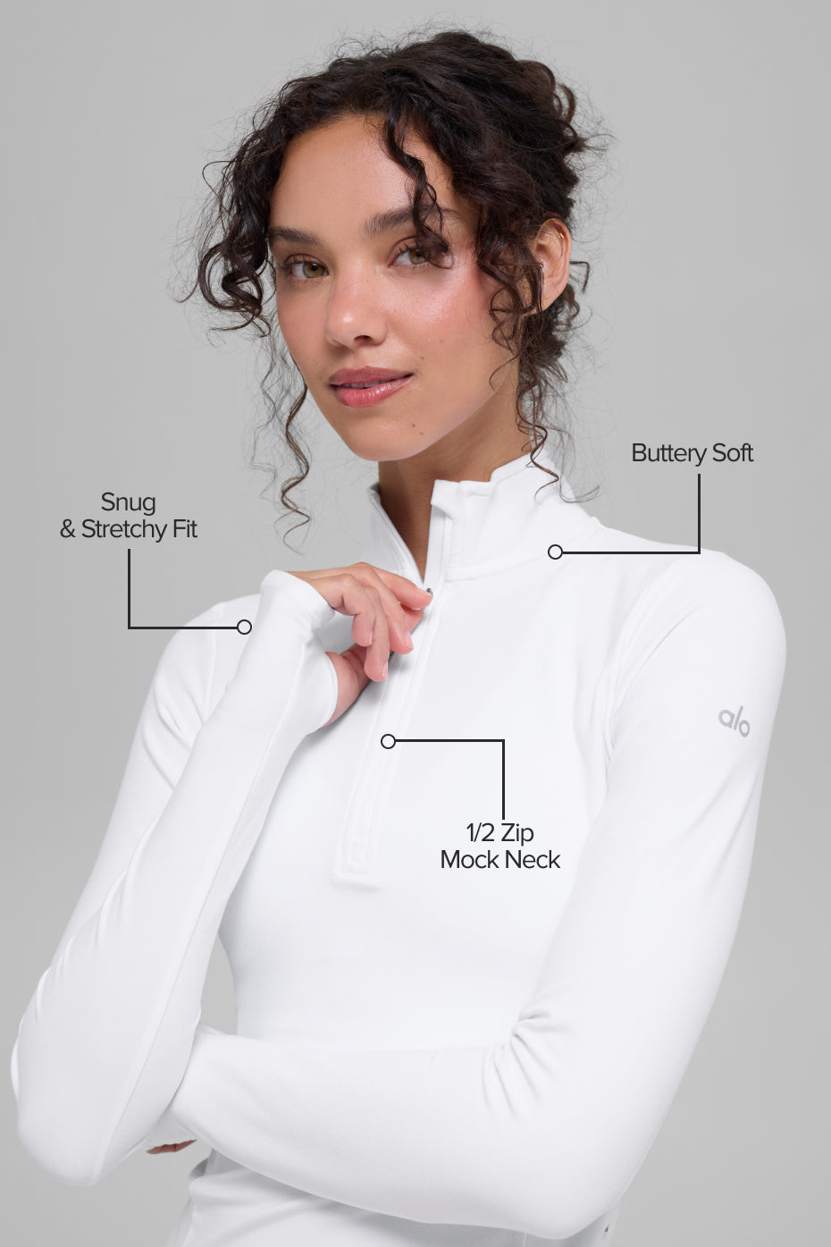 Alosoft 1/2 Zip Rapid Pullover - White - Image 2