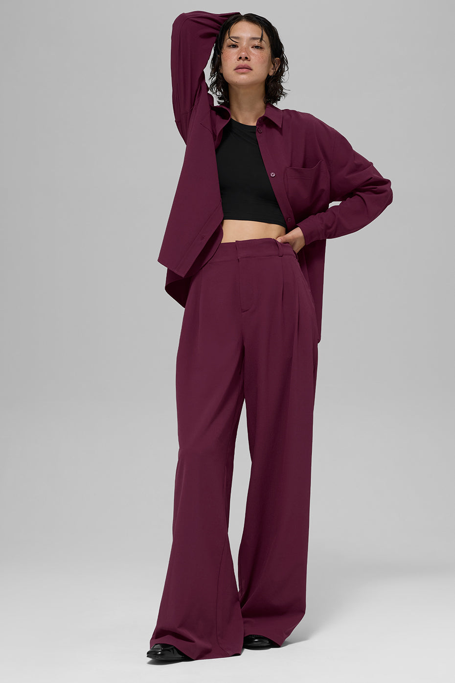 Dreamscape Button Down Long Sleeve - Burgundy - Image 5