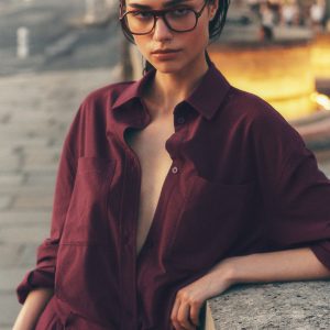 Dreamscape Button Down Long Sleeve - Burgundy