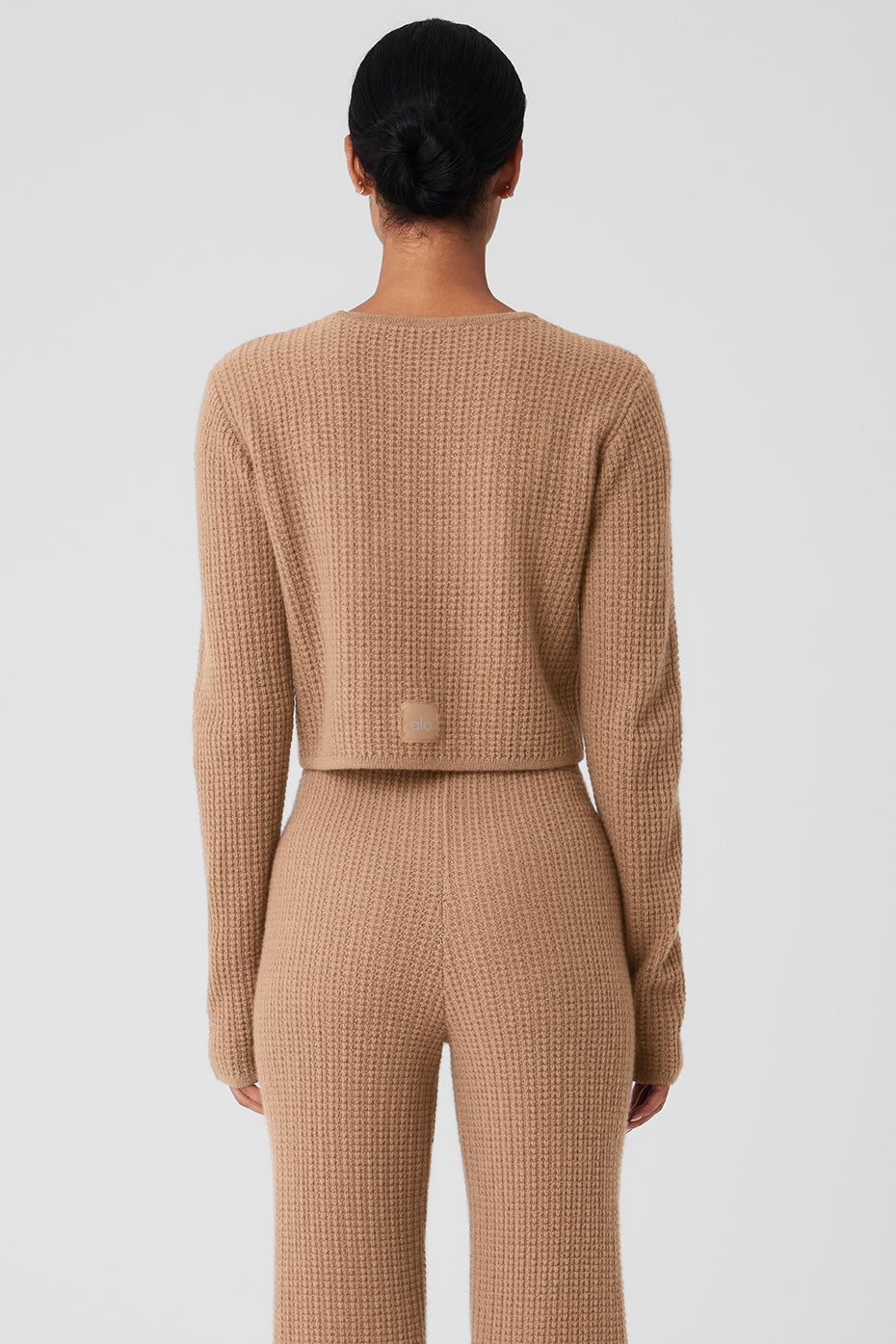 Cashmere Plush Waffle Cropped Long Sleeve - Toasted Almond - Image 3