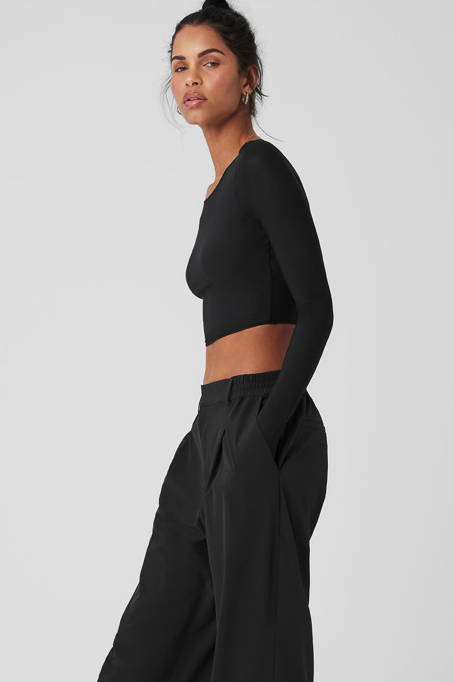 Mesh Sheer Illusion Long Sleeve - Black - Image 3