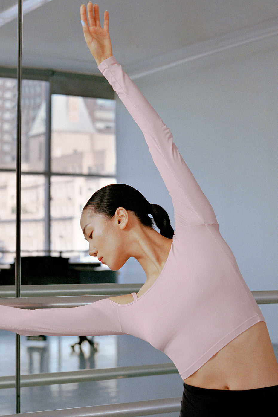 Asymmetric Sheer Glow Long Sleeve - Ballet Pink - Image 6