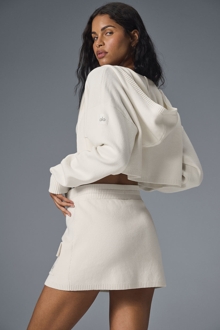 Scholar Knit Cargo Full Zip Hoodie - Ivory - Image 2