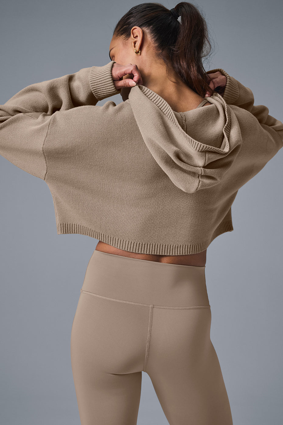 Scholar Knit Cargo Full Zip Hoodie - Gravel - Image 3