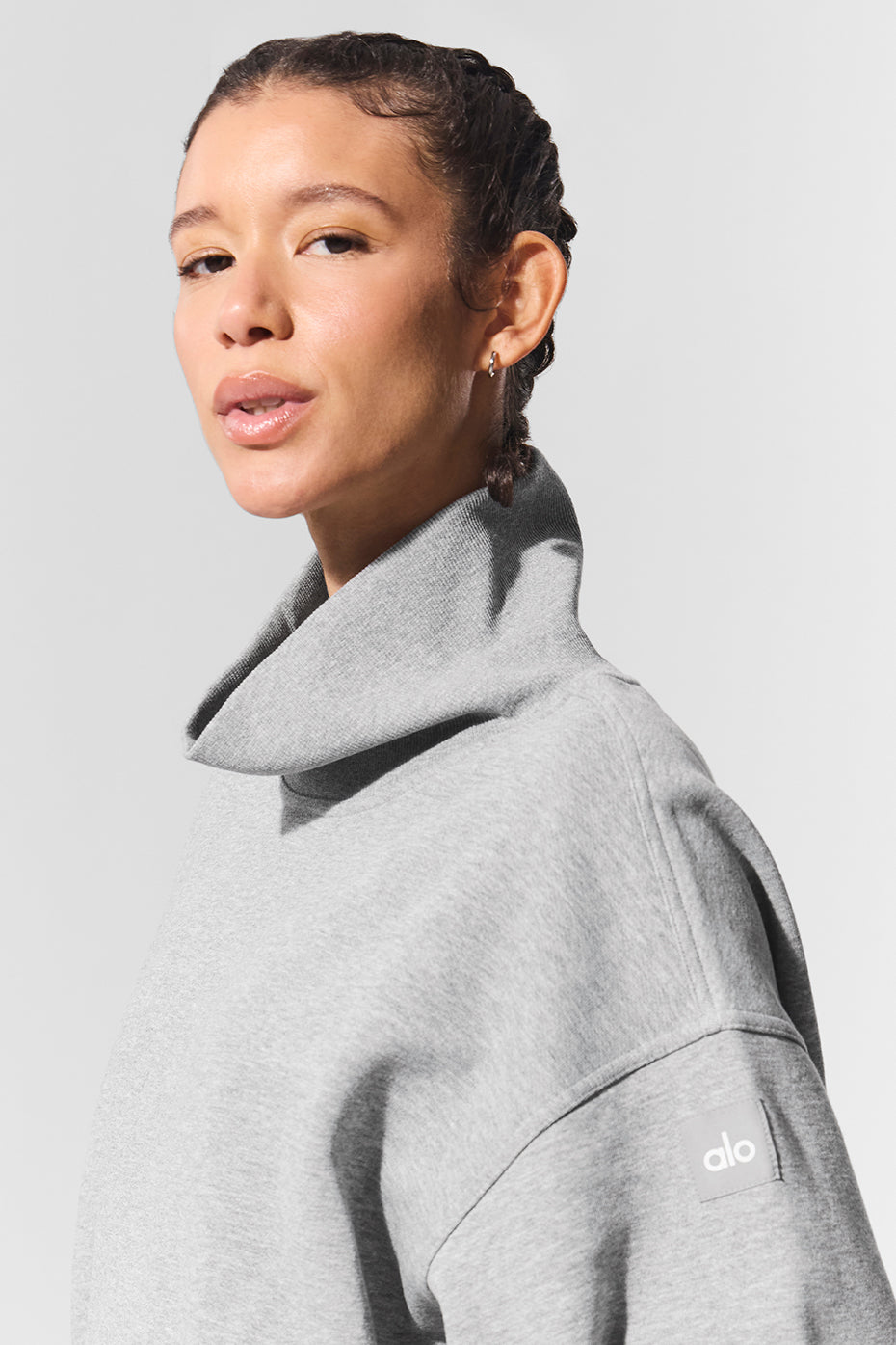 Hazy Mock Neck Pullover - Dark Athletic Heather Grey - Image 2
