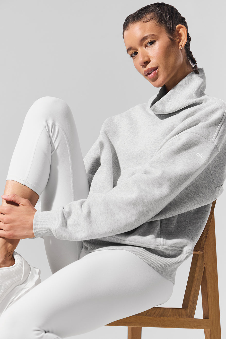 Hazy Mock Neck Pullover - Light Athletic Heather Grey - Image 4