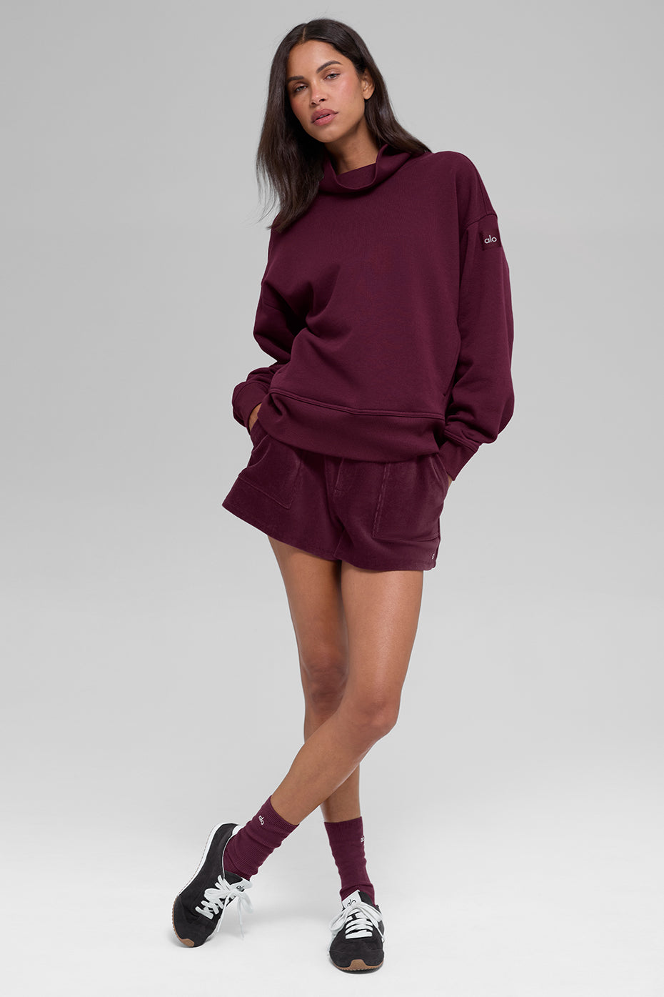 Hazy Mock Neck Pullover - Burgundy - Image 4