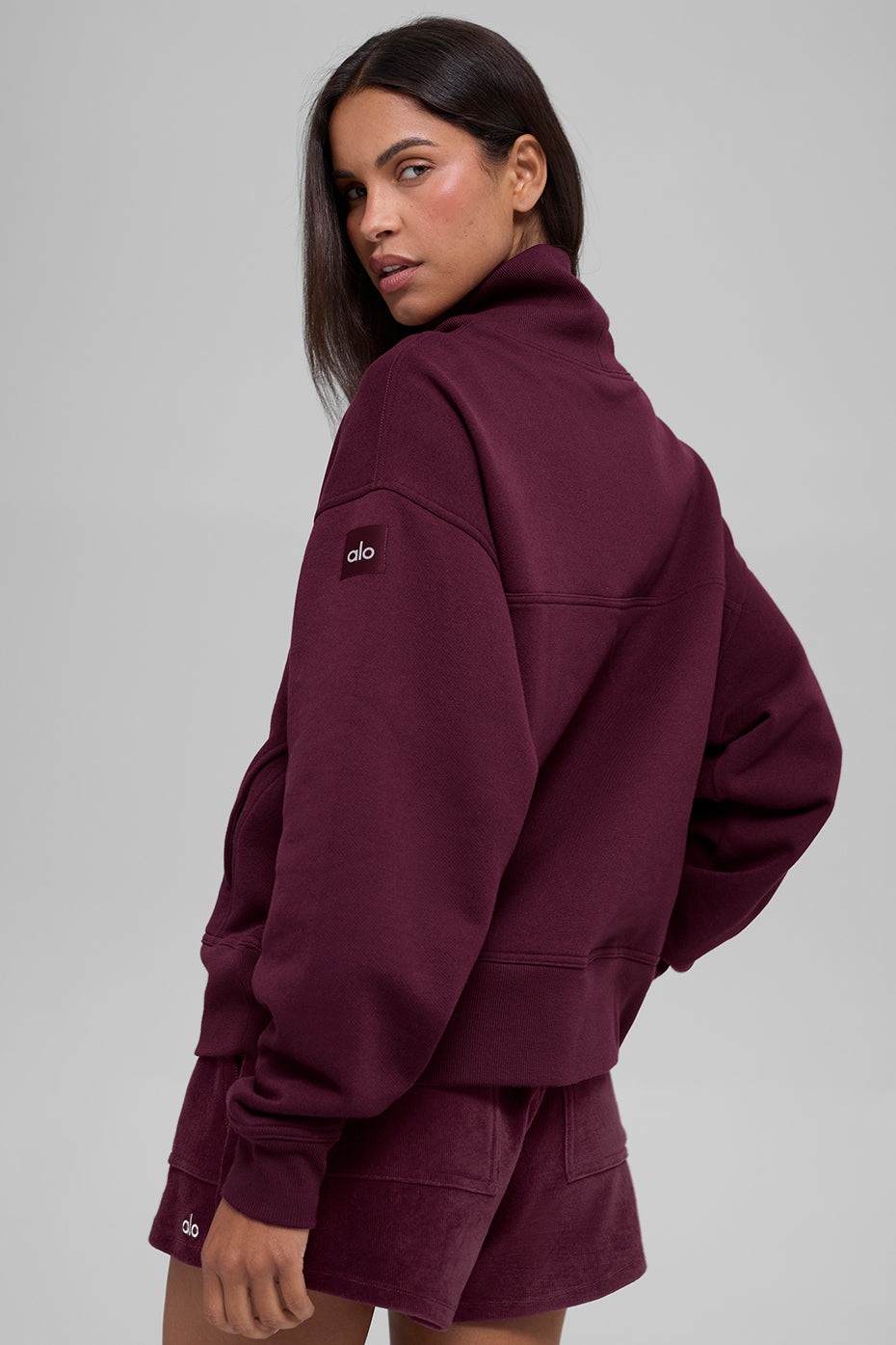 Hazy Mock Neck Pullover - Burgundy - Image 2