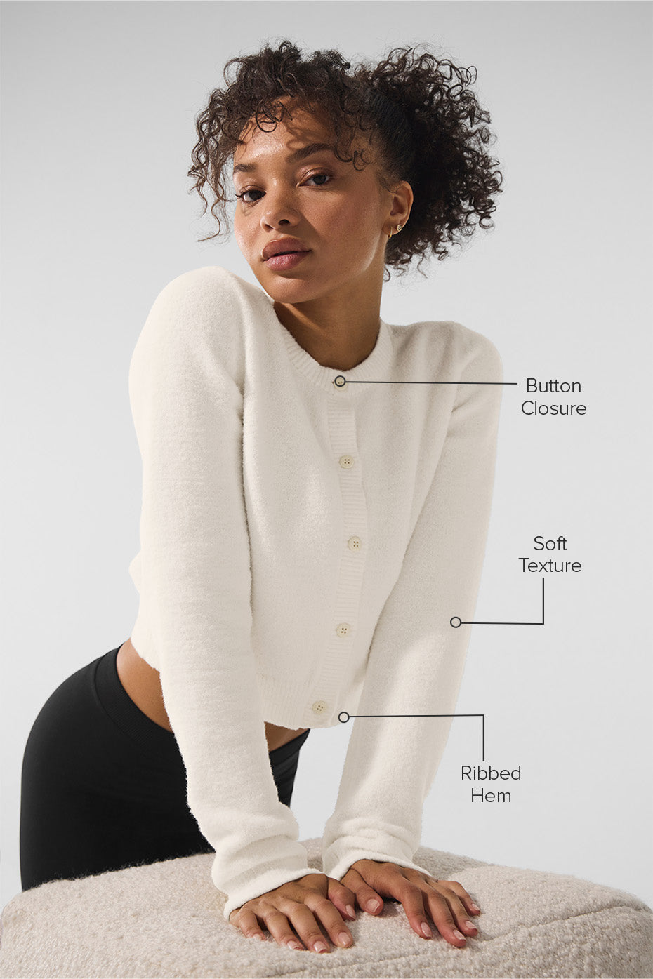 Snuggle Up Sweater Cropped Cardigan - Ivory - Image 2