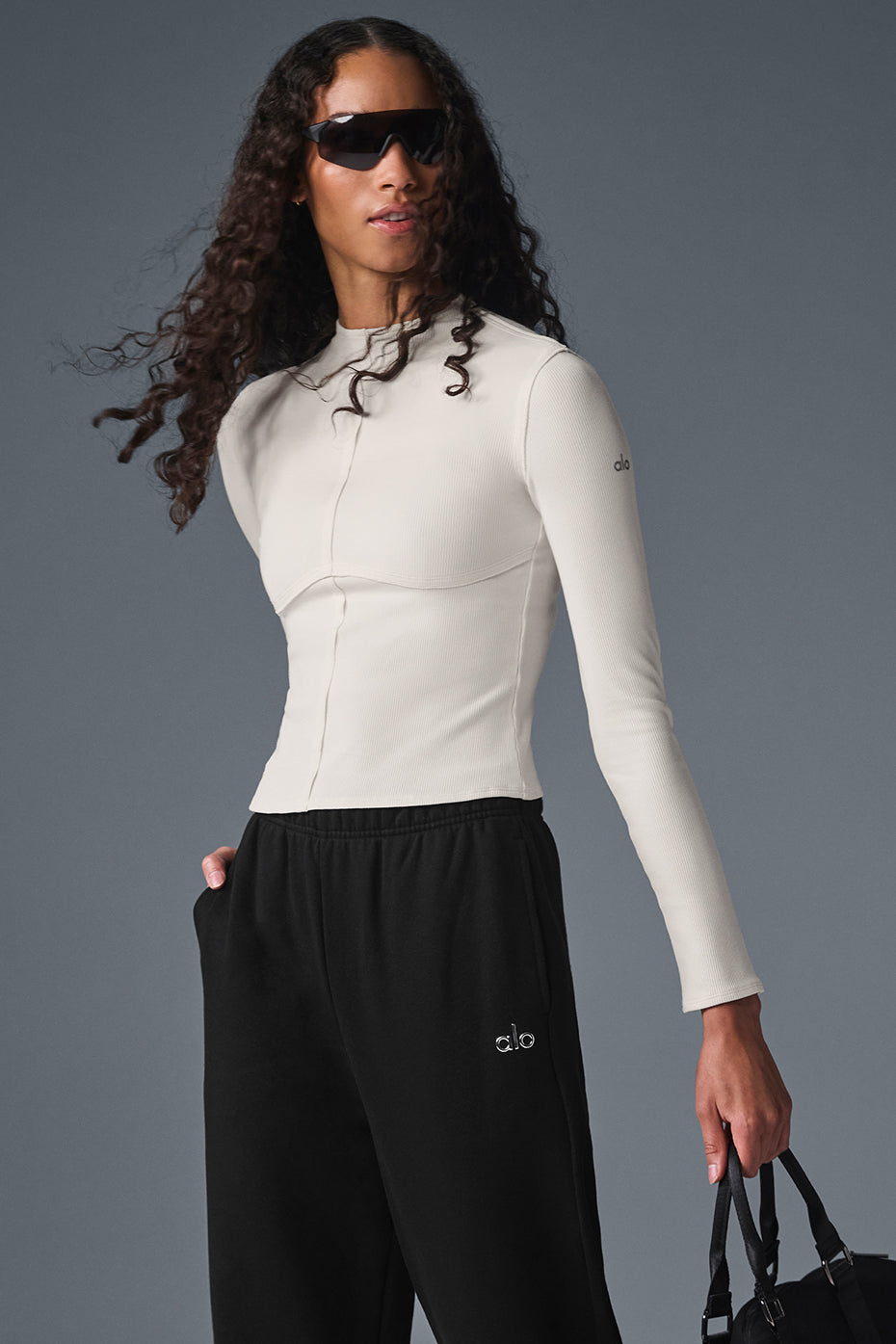 Ribbed En Pointe Long Sleeve - Ivory - Image 2