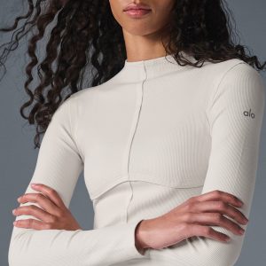 Ribbed En Pointe Long Sleeve - Ivory