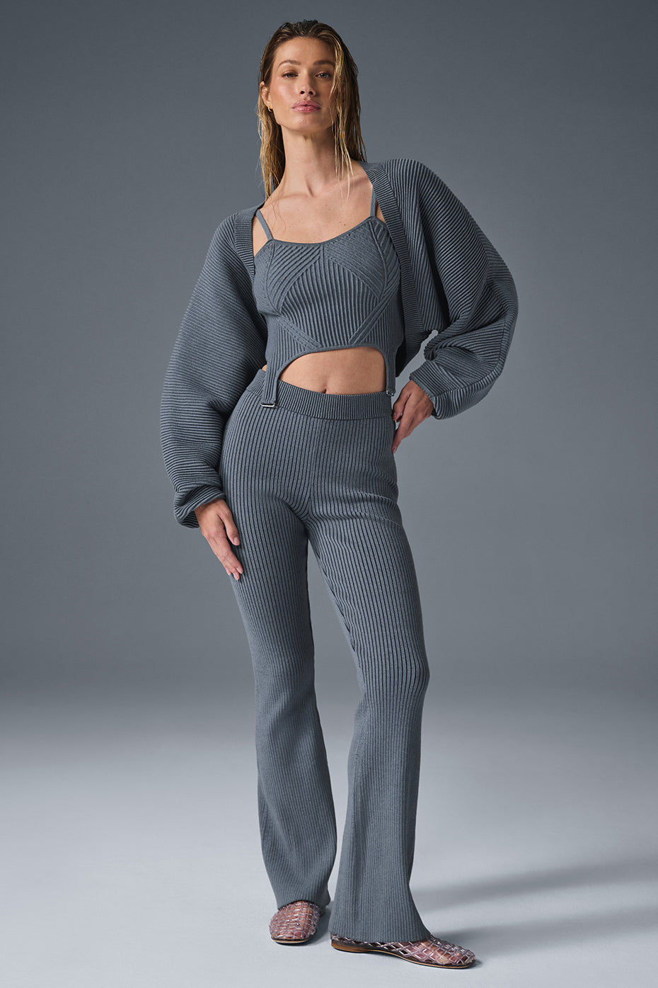 Denim Knit Shawl - Steel Grey/Anthracite - Image 6