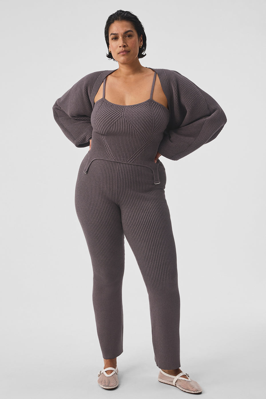 Denim Knit Shawl - Raisinette/Black - Image 9