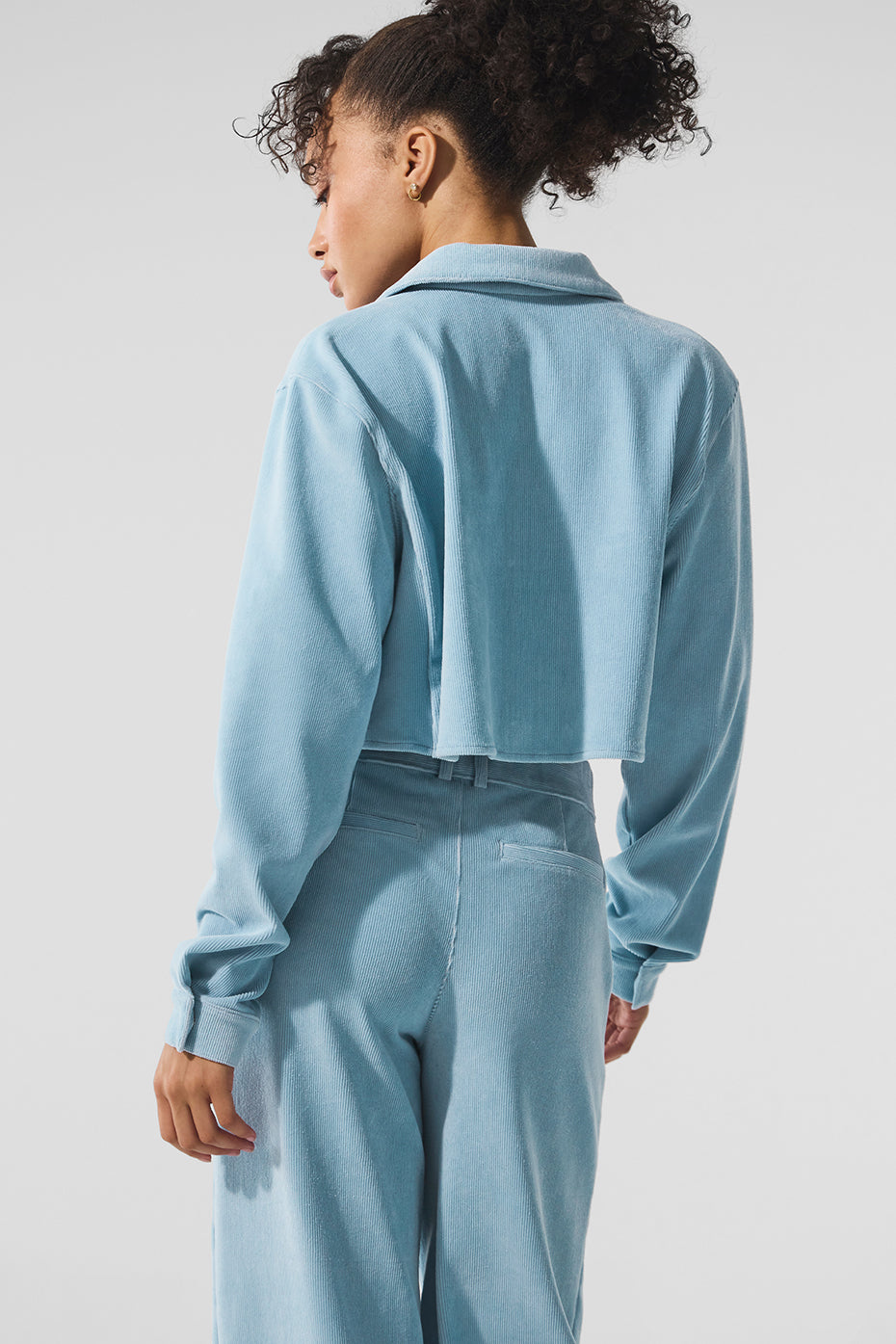 Micro Corduroy Cropped Dreamer Button Down - Celestial Blue - Image 3