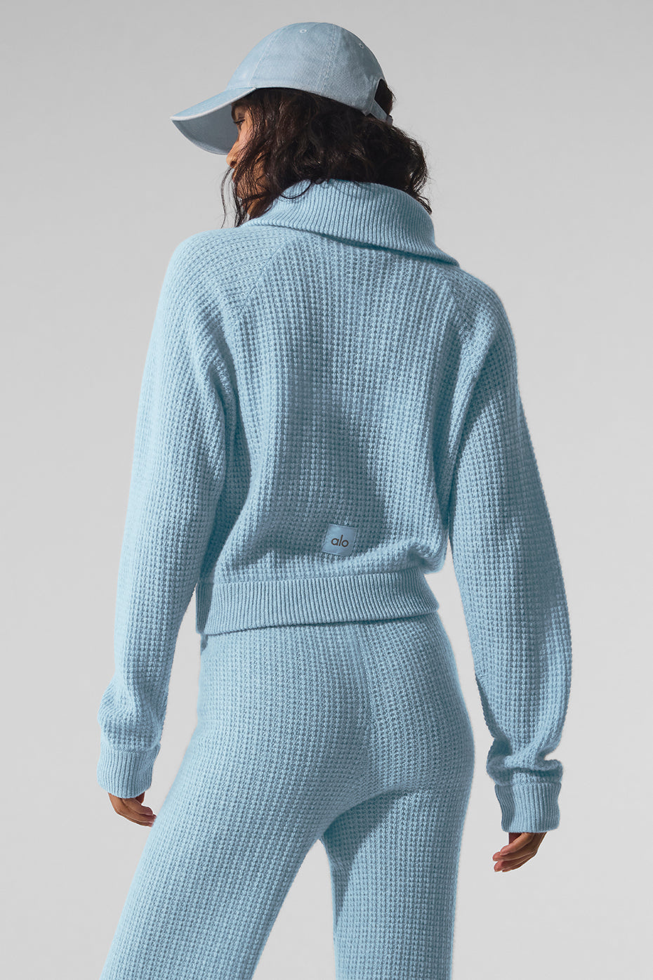 Cashmere Plush Waffle 1/4 Zip Pullover - Celestial Blue Heather - Image 5