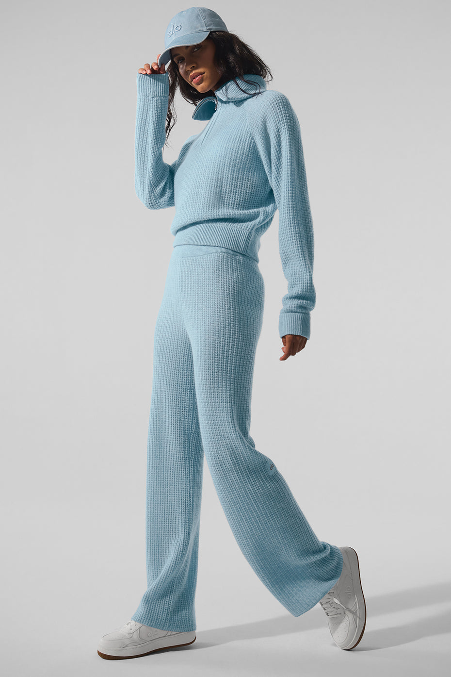 Cashmere Plush Waffle 1/4 Zip Pullover - Celestial Blue Heather - Image 6