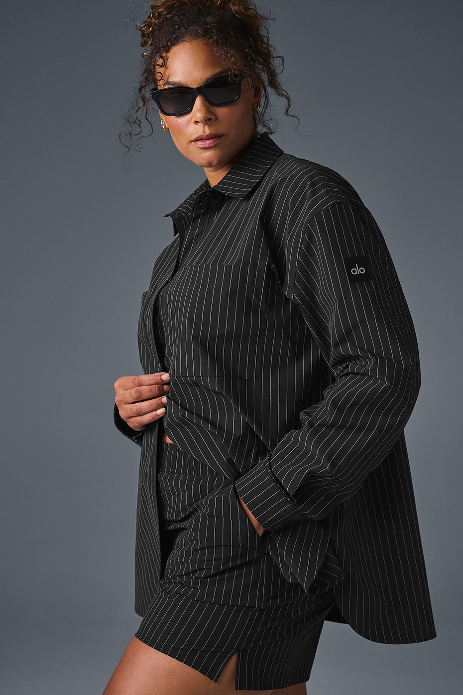 Pinstripe Daylight Button Down Long Sleeve - Black/Titanium - Image 8