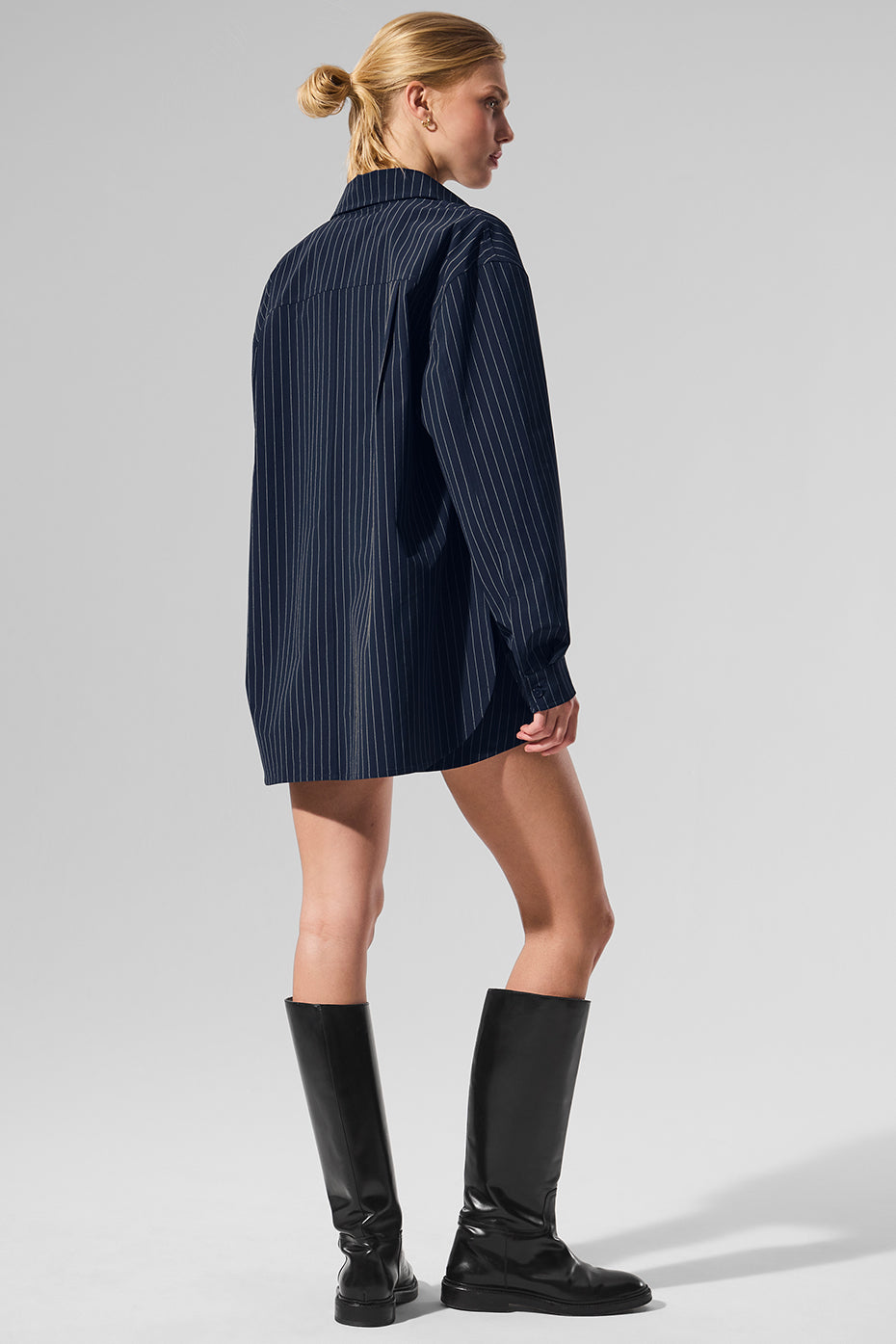 Pinstripe Daylight Button Down Long Sleeve - Navy/Ivory - Image 3