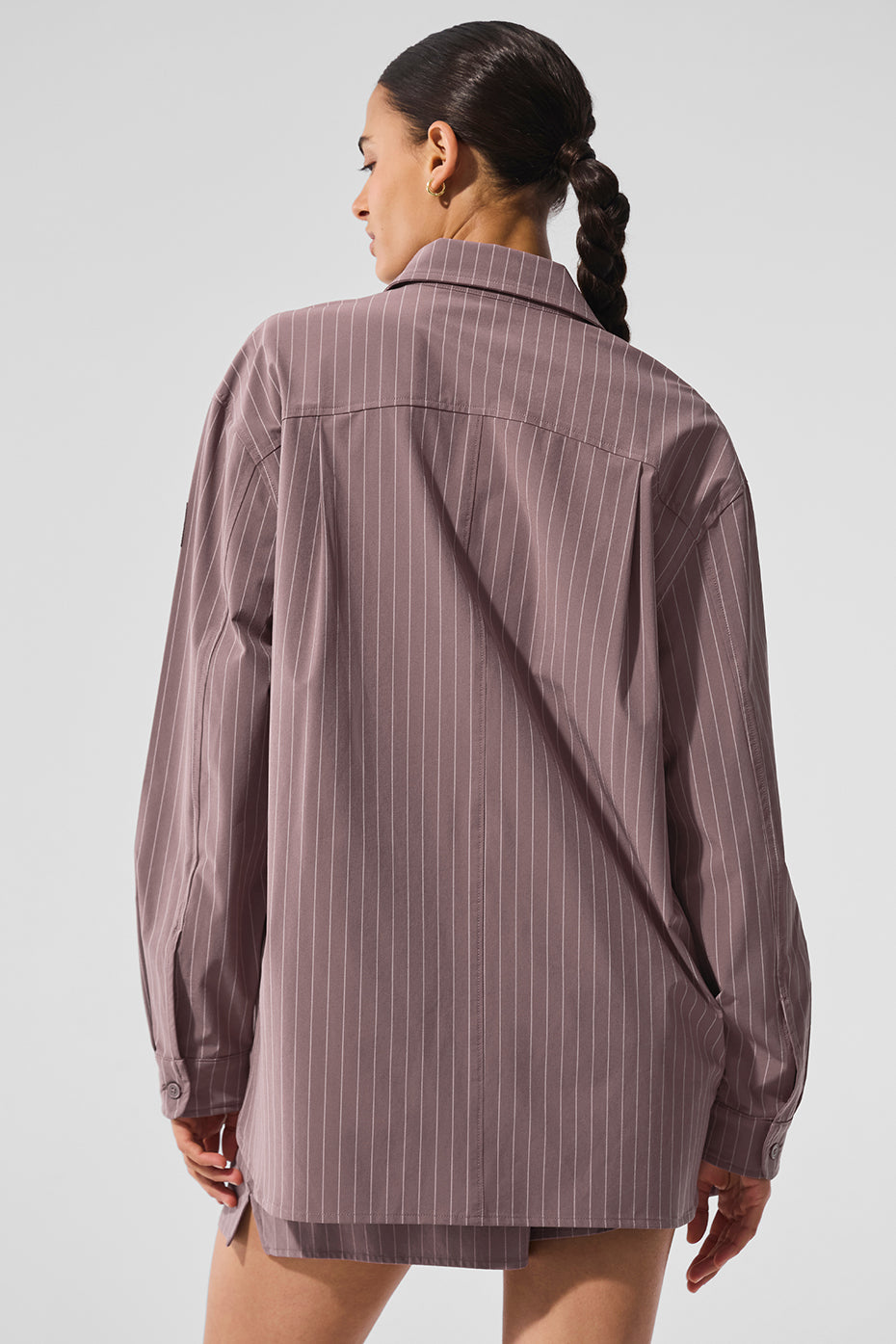 Pinstripe Daylight Button Down Long Sleeve - Mushroom/Ivory - Image 2