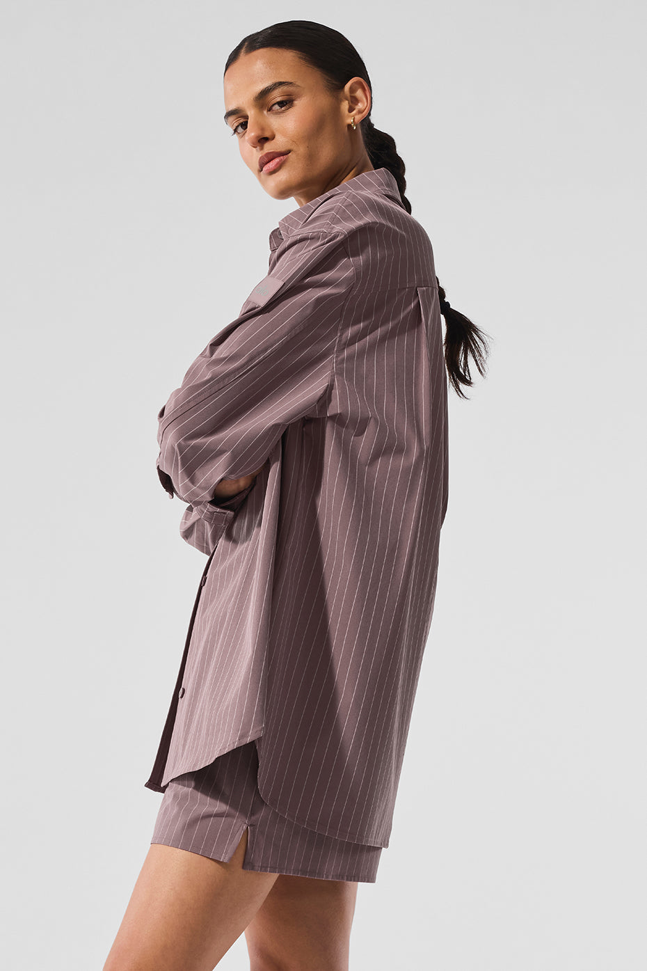 Pinstripe Daylight Button Down Long Sleeve - Mushroom/Ivory - Image 3