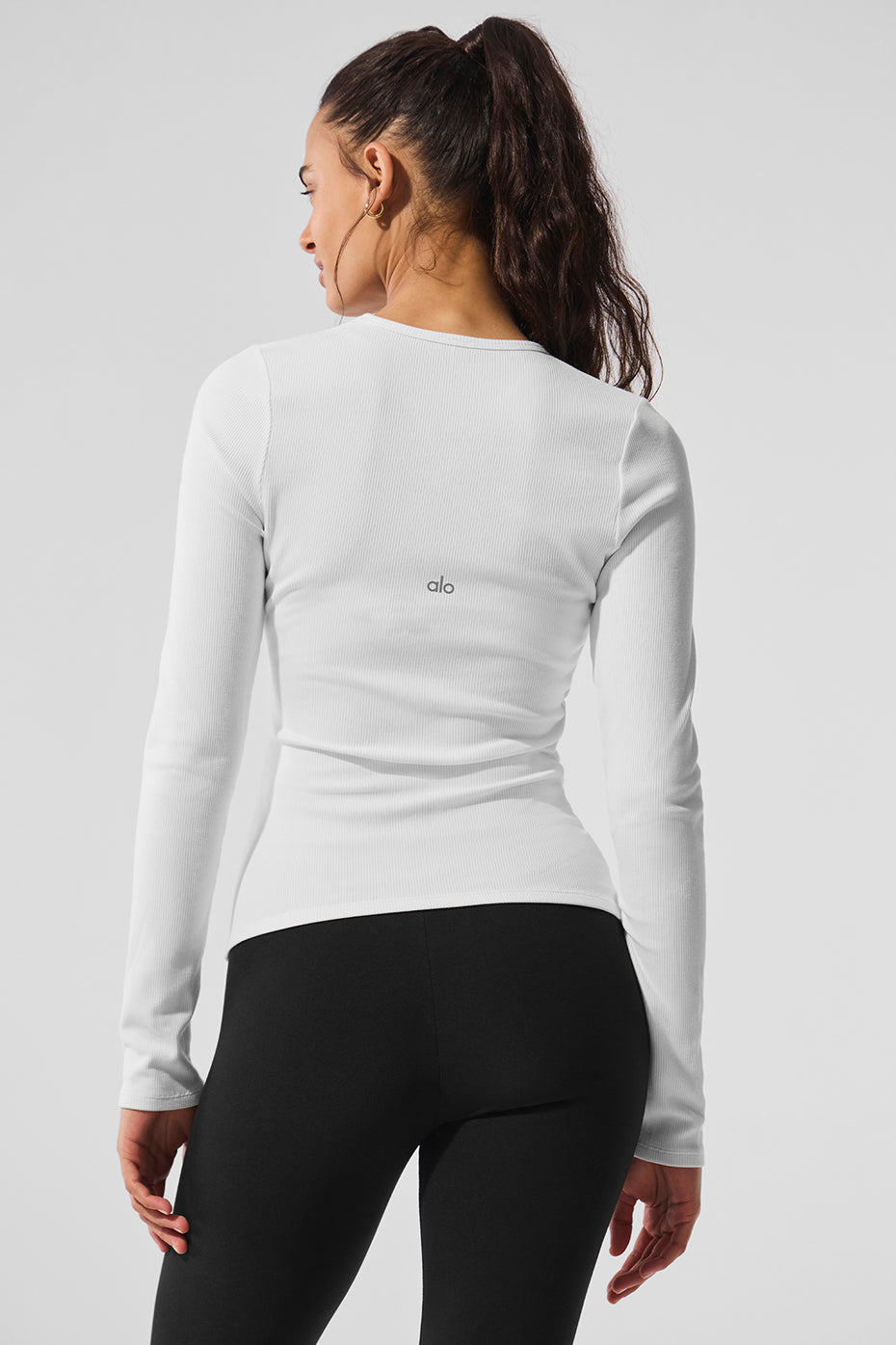 Ribbed Modal Long Sleeve - White - Image 3