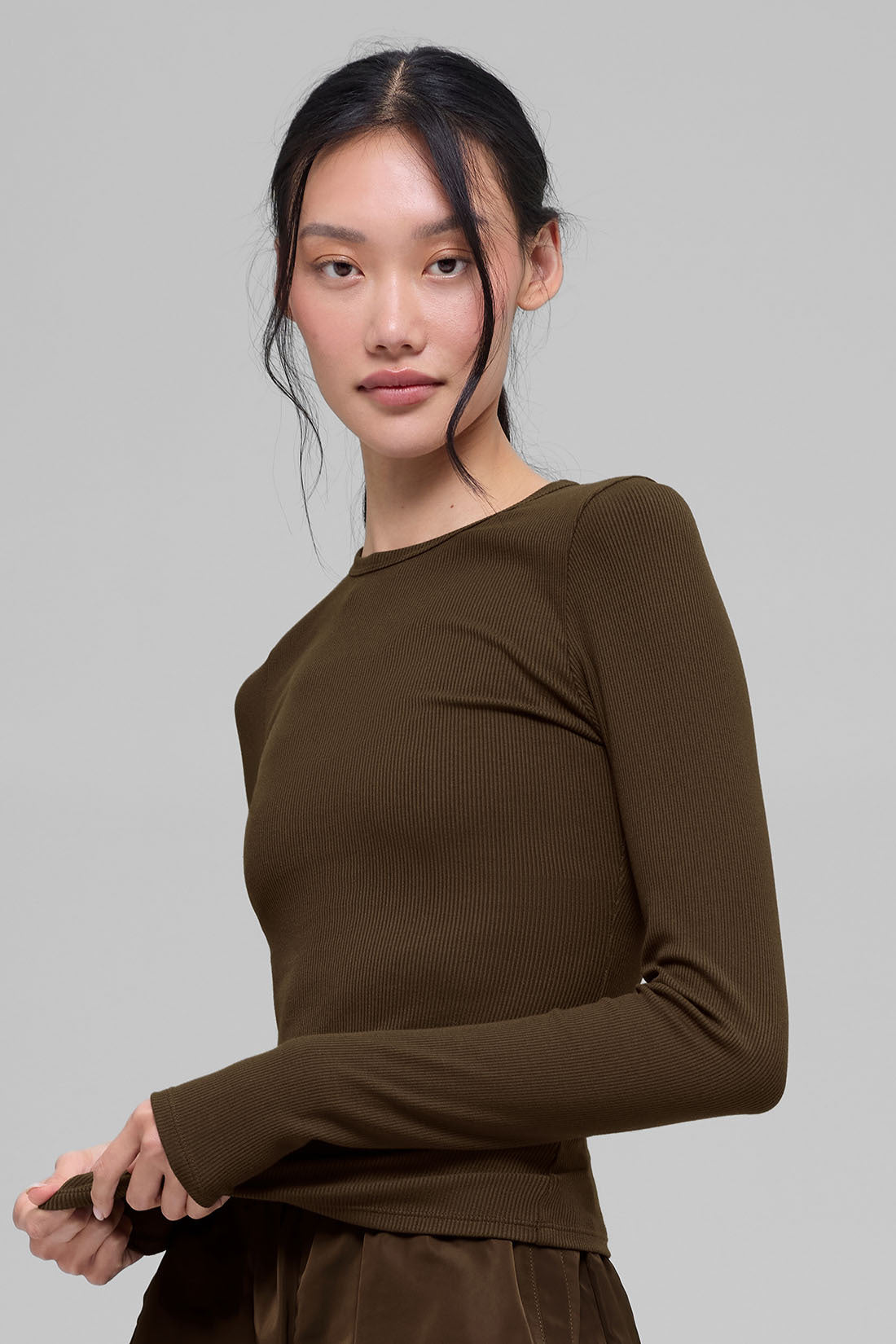 Ribbed Modal Long Sleeve - Espresso - Image 4