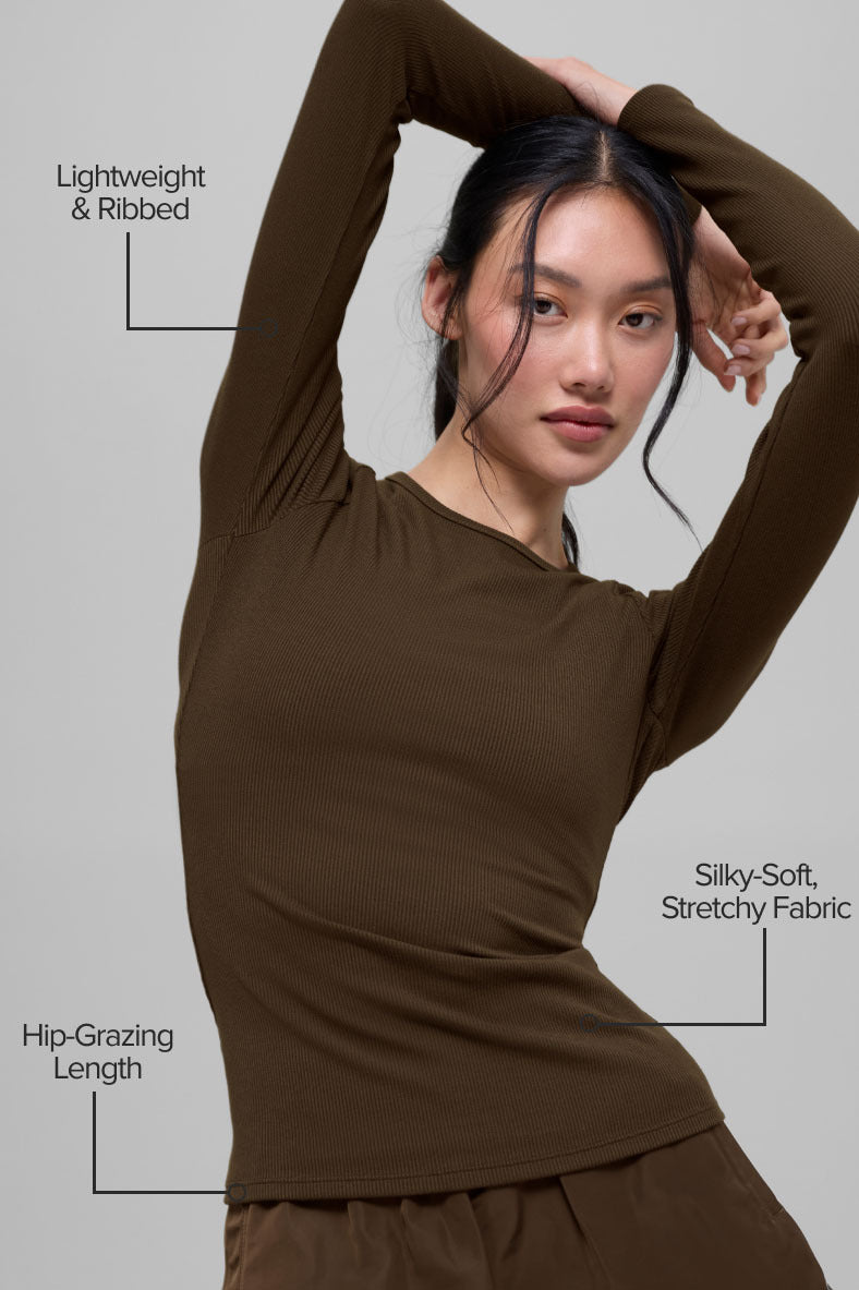 Ribbed Modal Long Sleeve - Espresso - Image 2