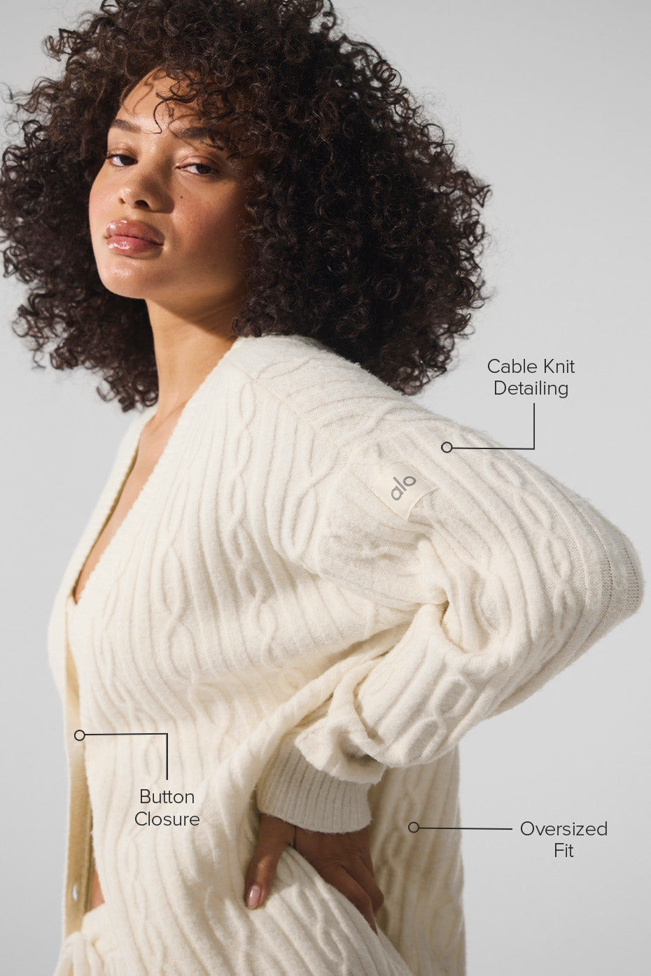 Cable Knit Winter Bliss Cardigan - Ivory - Image 2