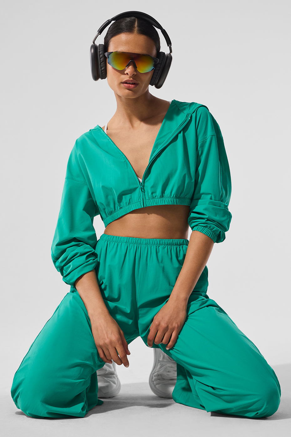 Cropped Breezy Full-Zip Hoodie - Spruce Green - Image 6