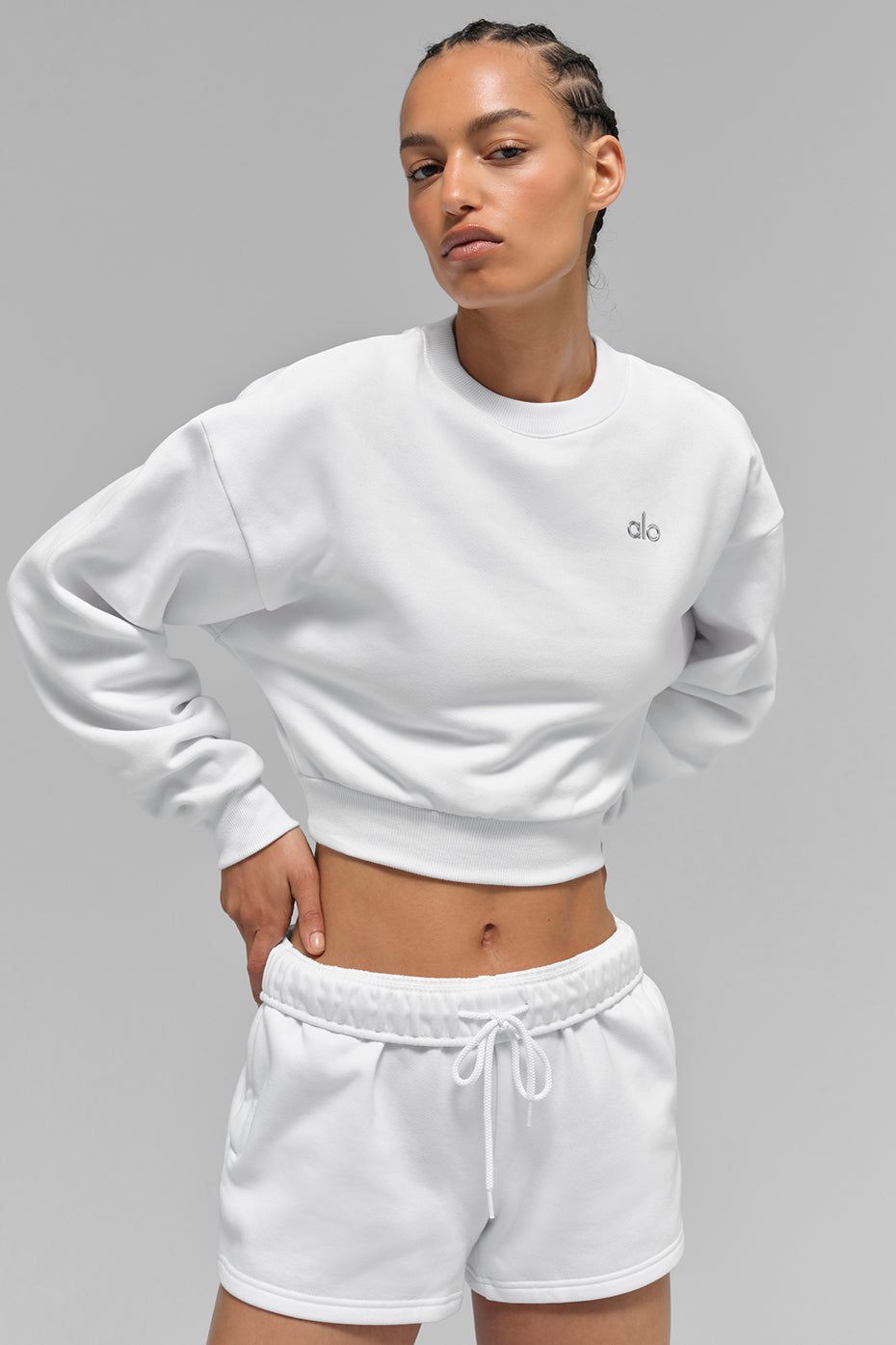 Cropped Accolade Crewneck - White - Image 4