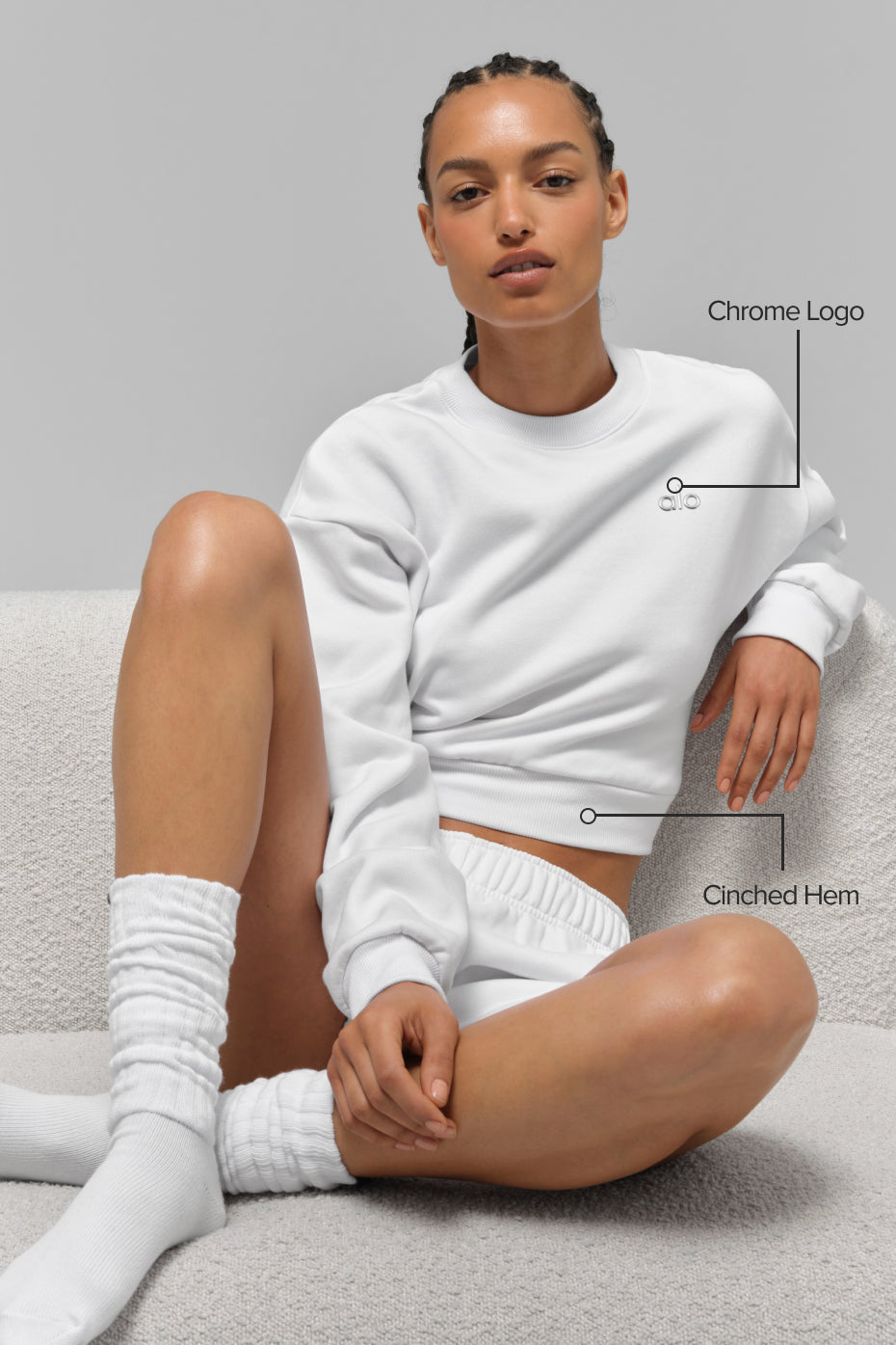 Cropped Accolade Crewneck - White - Image 2