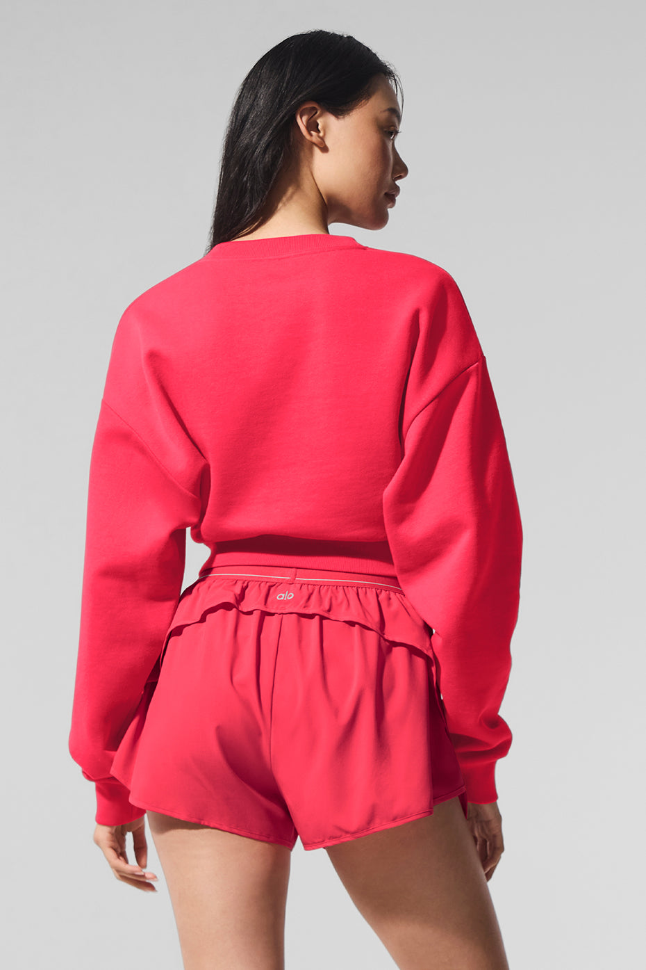 Cropped Accolade Crewneck - Candy Red - Image 3