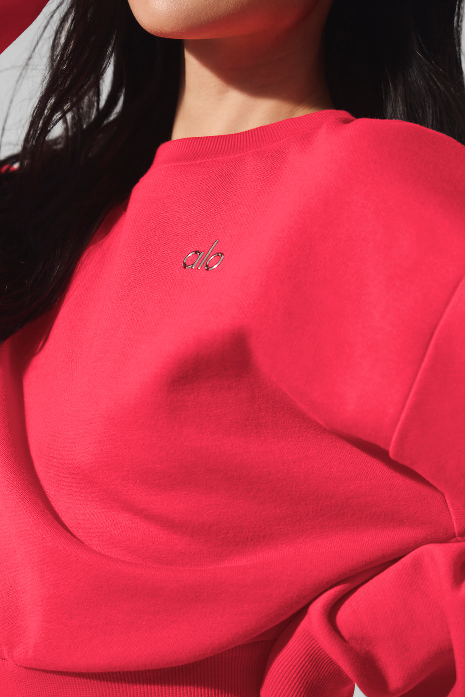 Cropped Accolade Crewneck - Candy Red - Image 4