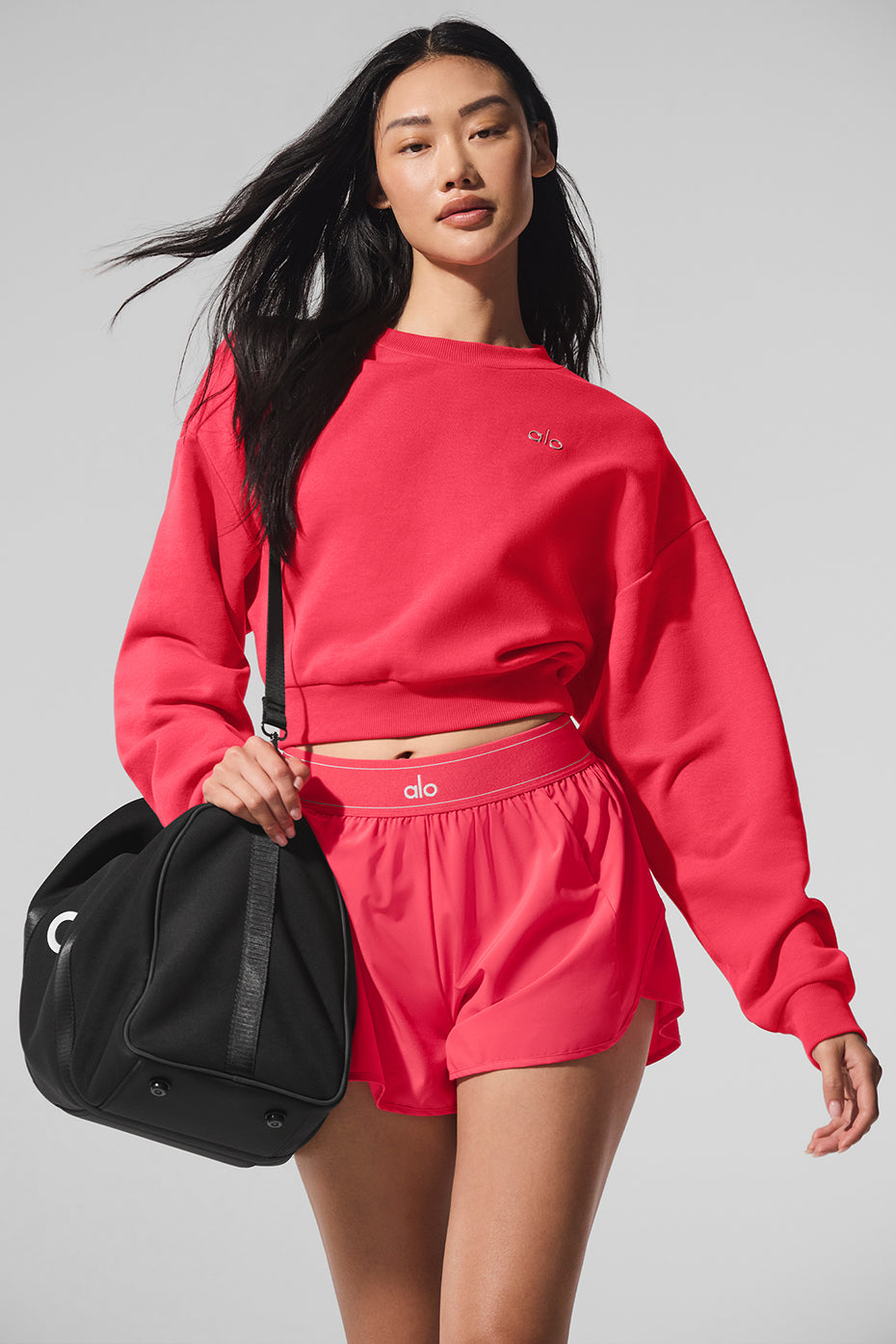 Cropped Accolade Crewneck - Candy Red - Image 2