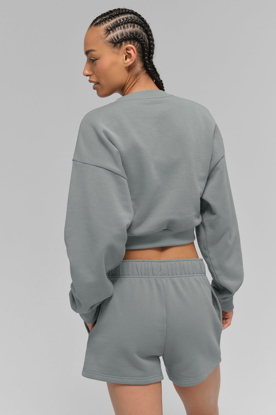 Cropped Accolade Crewneck - Lunar Grey - Image 3