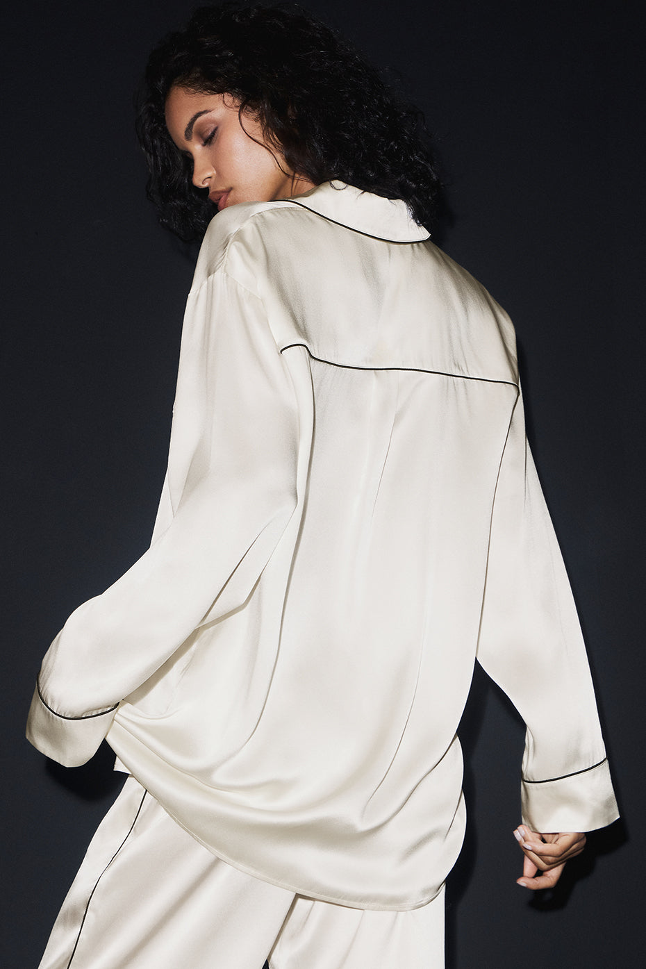 Courchevel Silk Button Down - Ivory/Black - Image 2