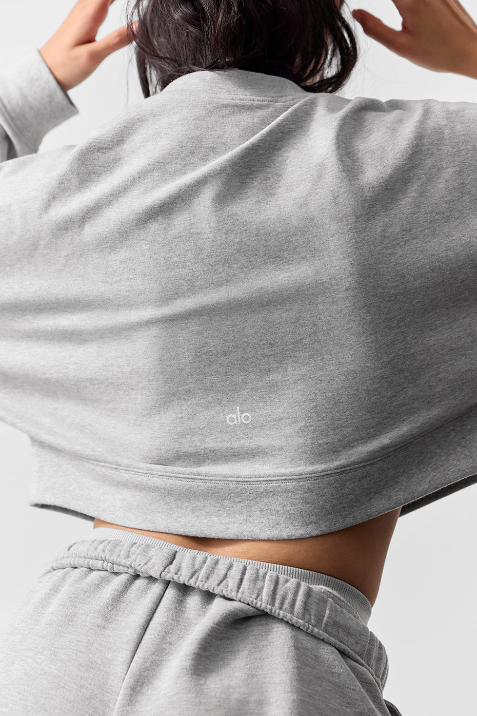 Cropped Sway Crew Neck Pullover - Athletic Heather Grey - Image 3