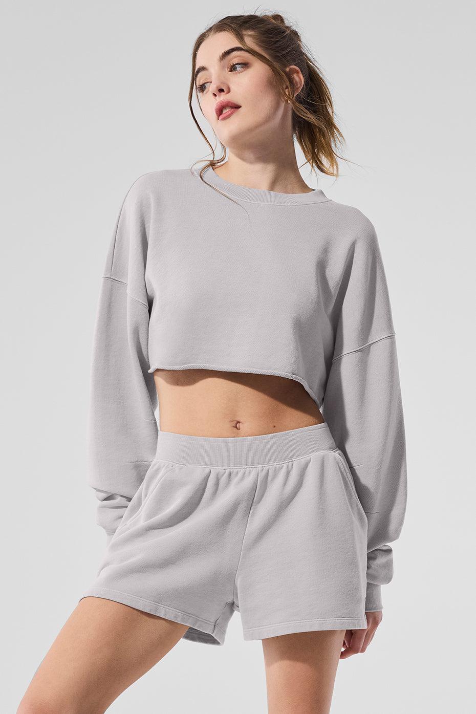 Washed Extreme Cropped Pullover - Grey Sky Wash - Image 4
