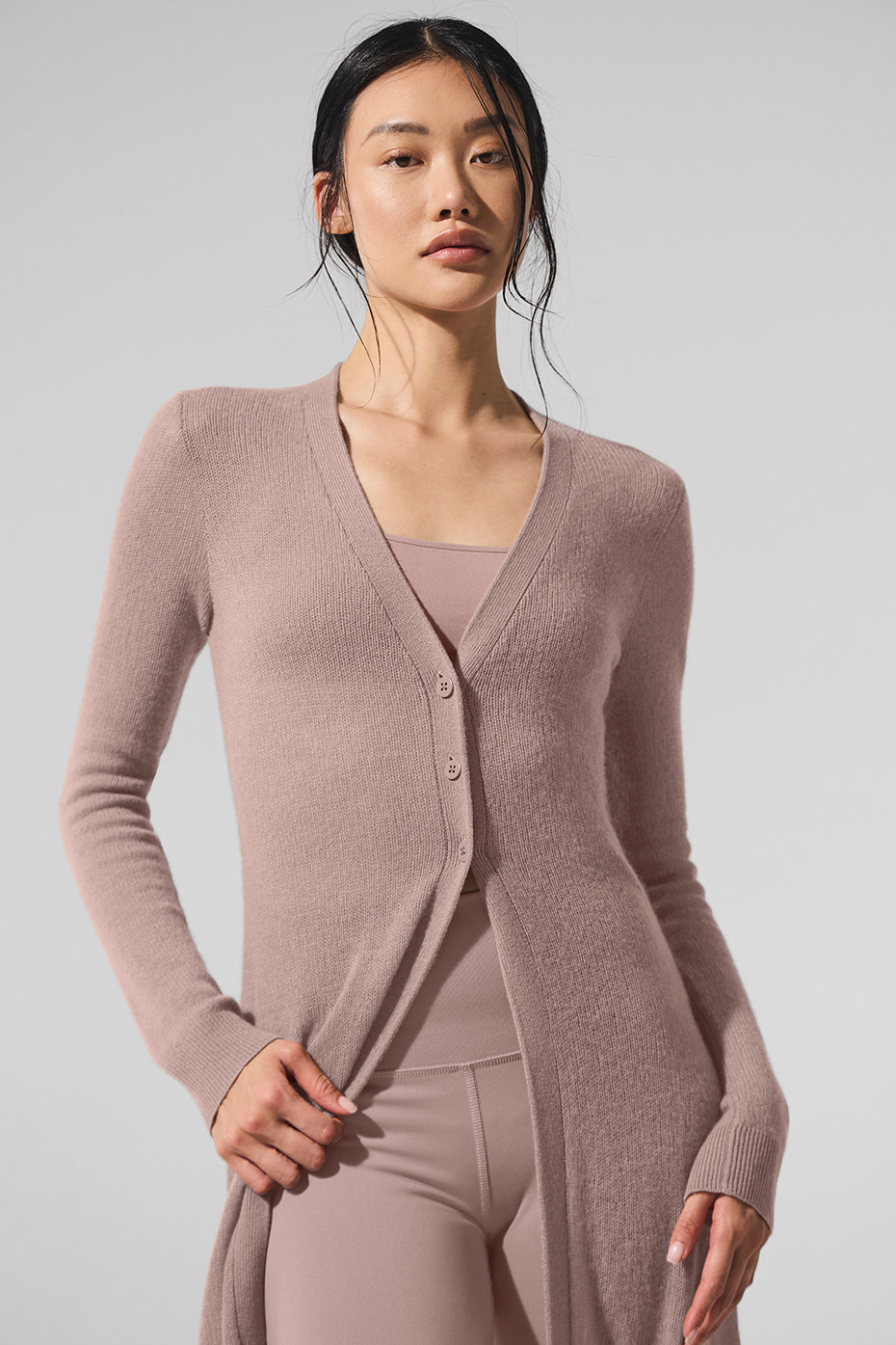 Sheer Cashmere Long Cardigan - Taupe - Image 2