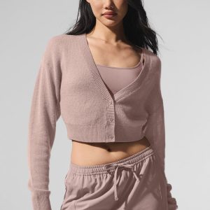 Sheer Cashmere Cropped Cardigan - Taupe