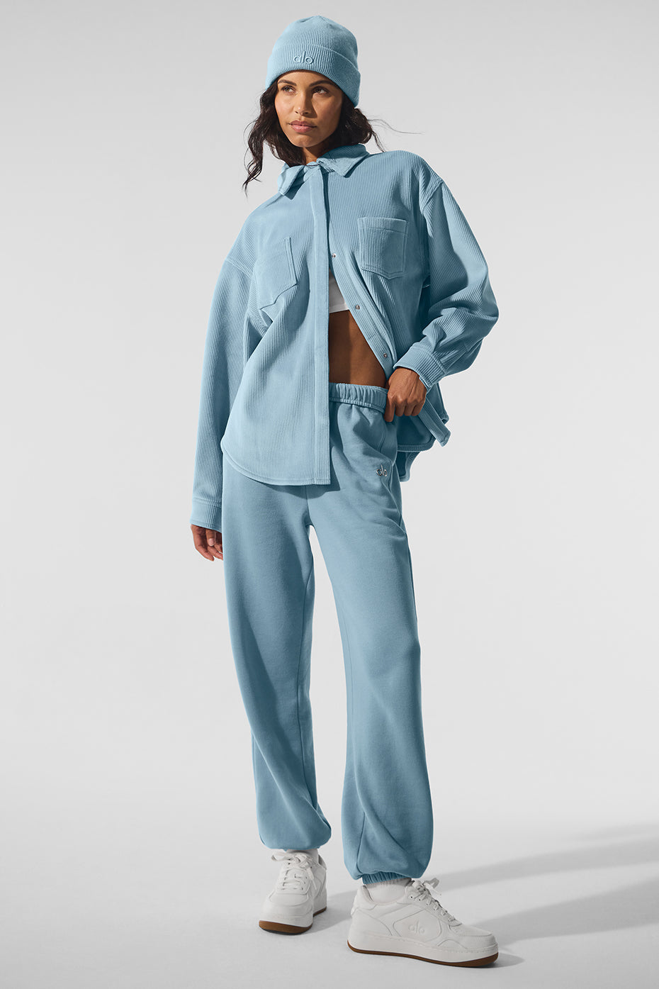 Ribbed Velour Mountain Side Shacket - Celestial Blue - Image 4