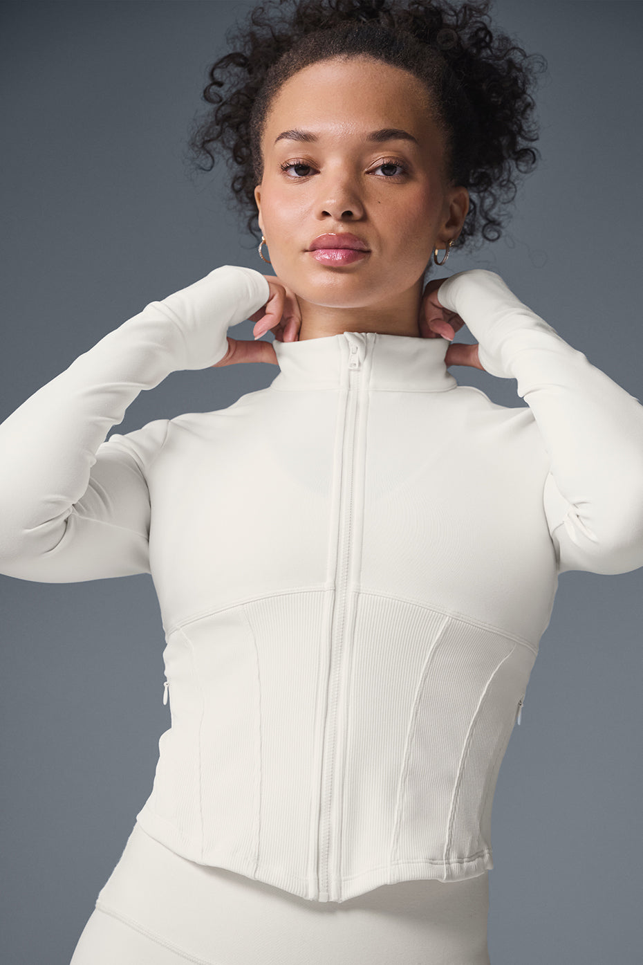 Airbrush Corset Full Zip Jacket - Ivory - Image 2