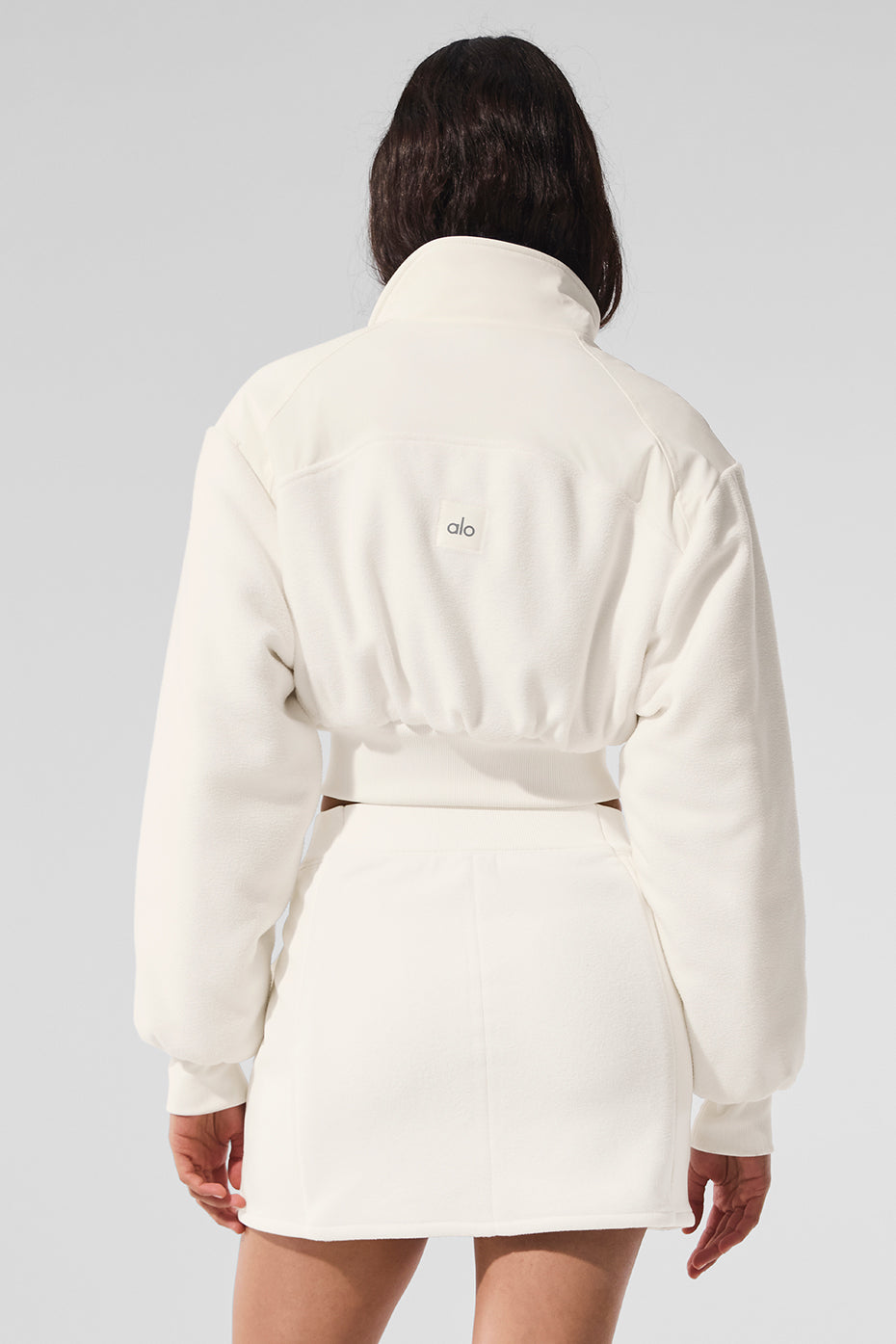 Polar Fleece Cropped Wintry Mix Jacket - Ivory - Image 3