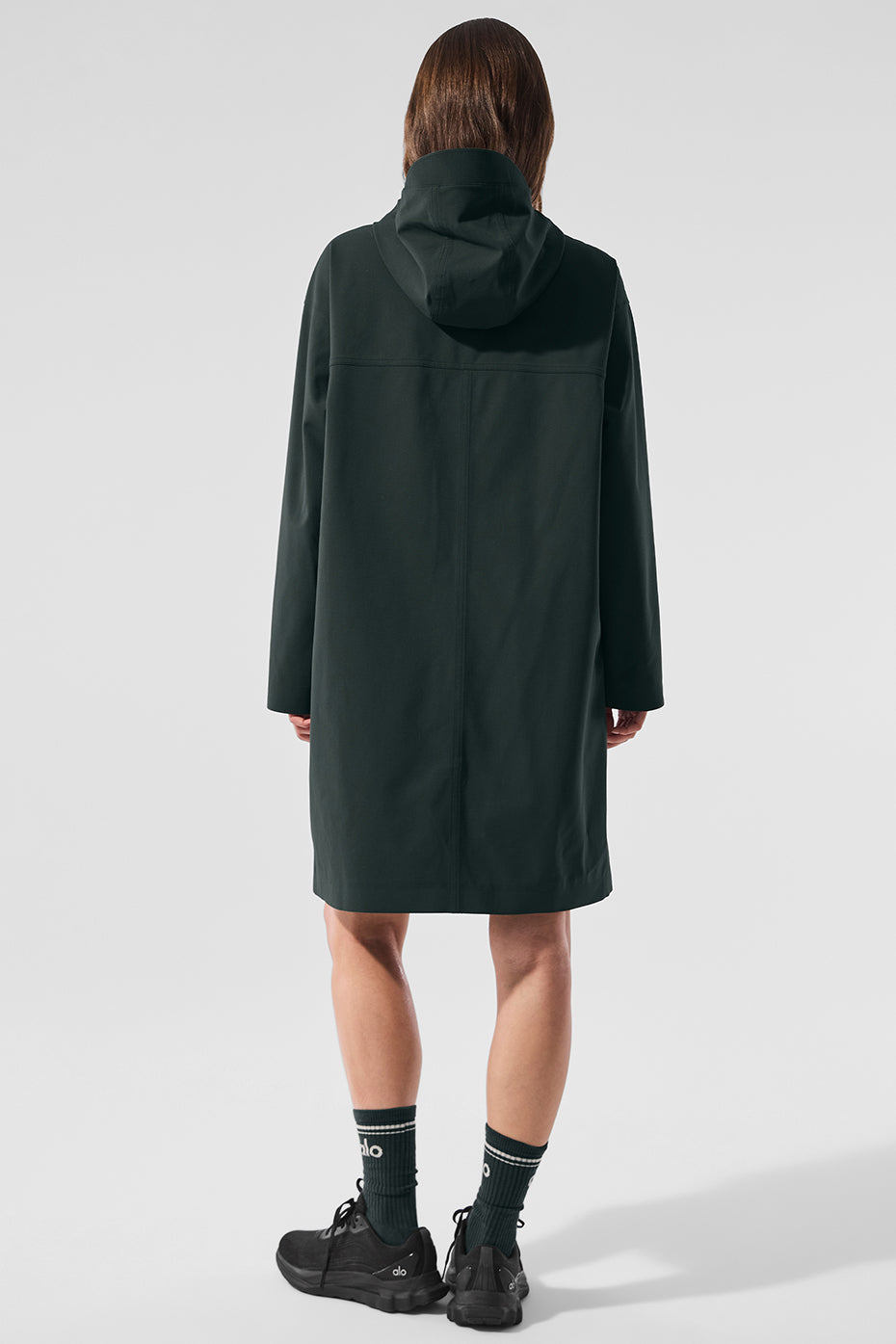 Rain Or Shine Long Coat - Charcoal Green - Image 5