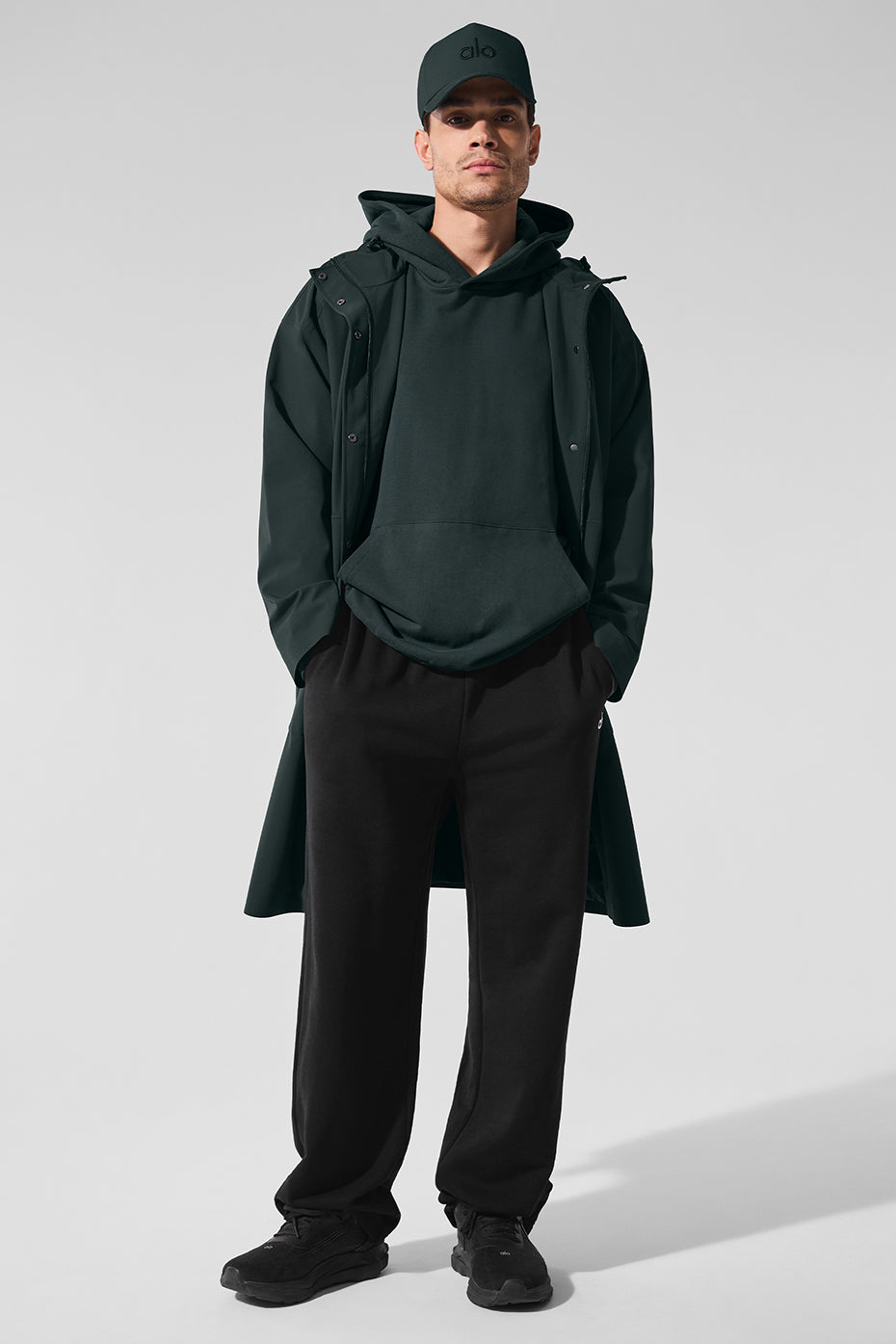 Rain Or Shine Long Coat - Charcoal Green - Image 5