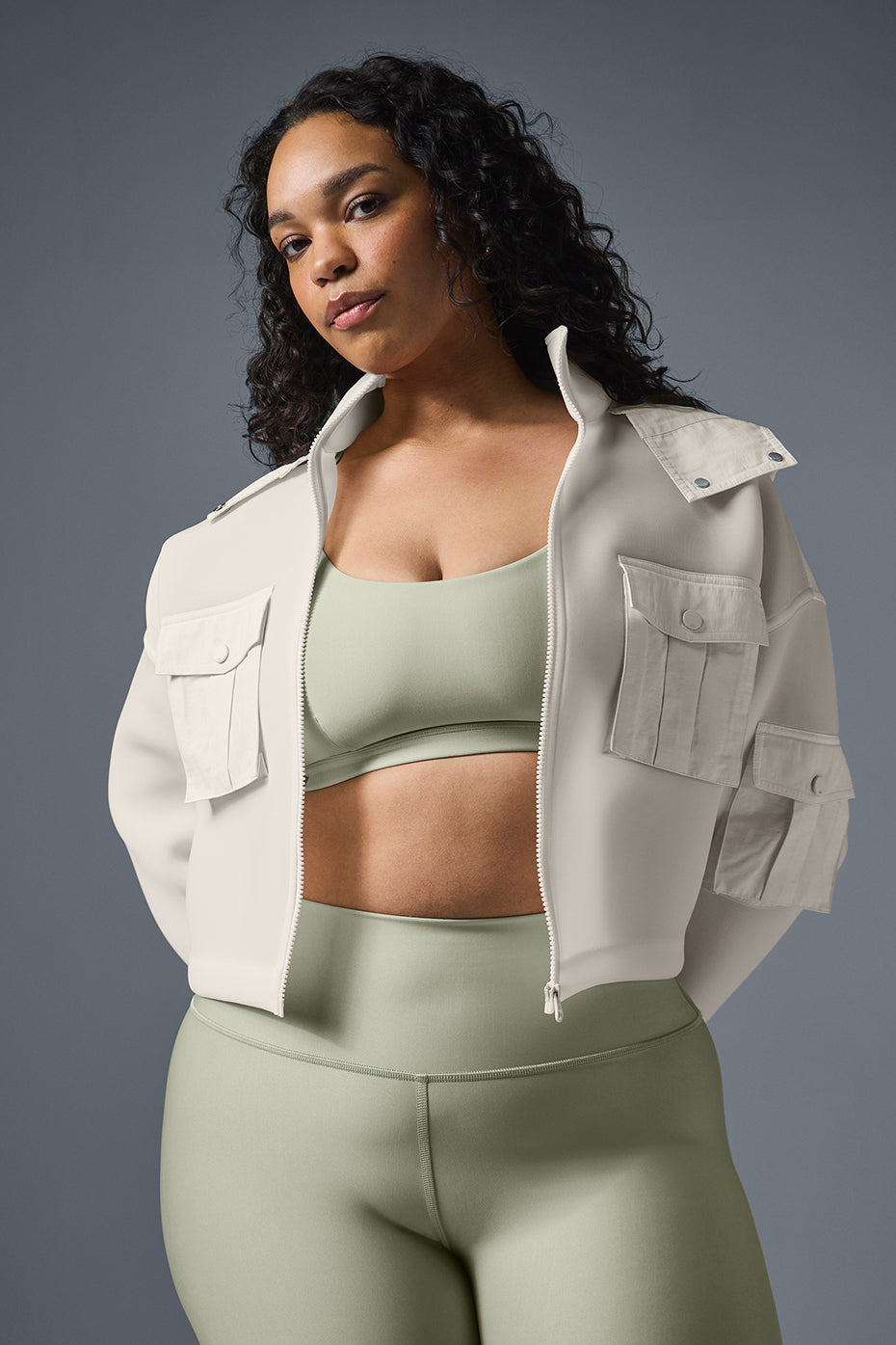 Cropped Engage Cargo Parka - Ivory - Image 6