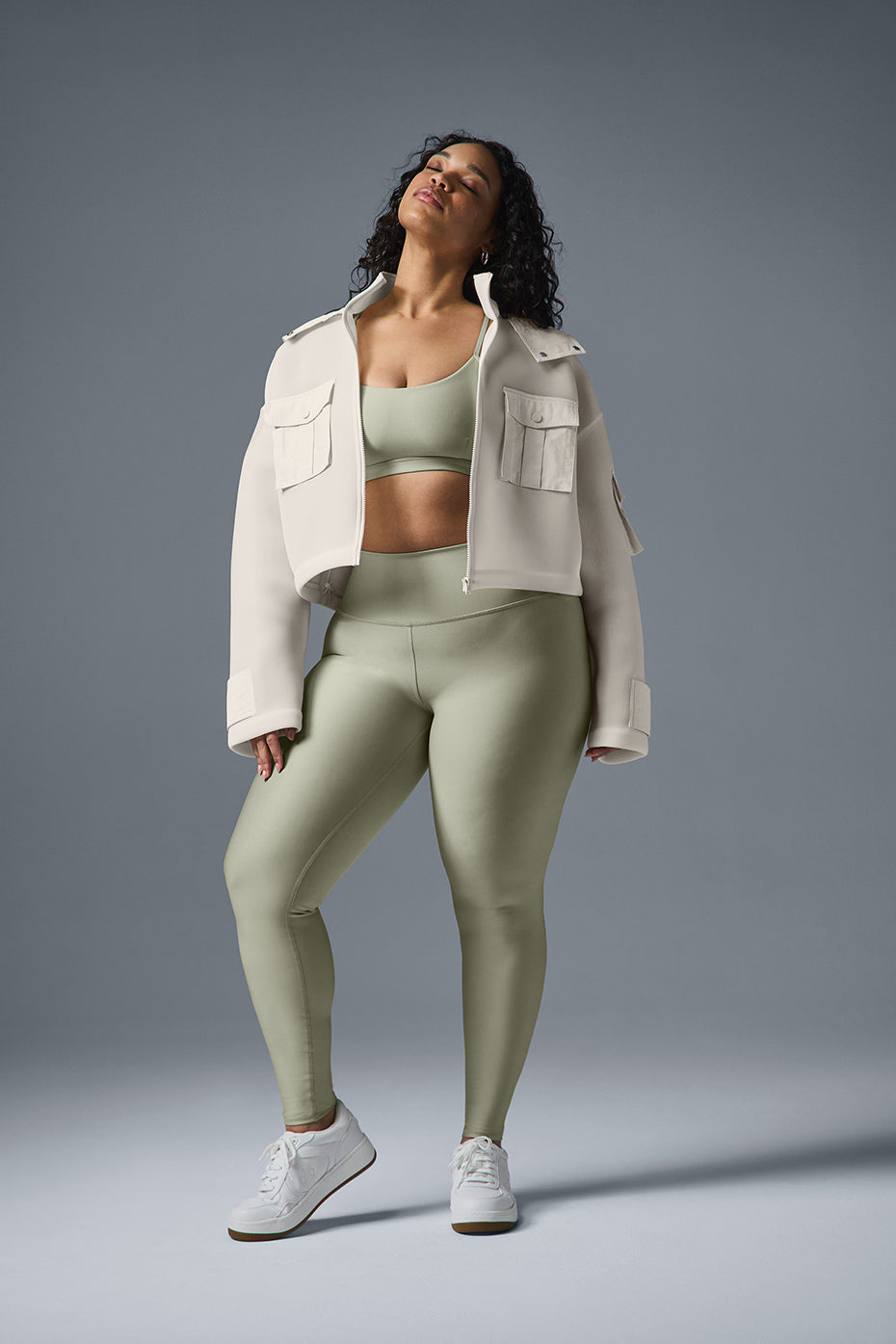 Cropped Engage Cargo Parka - Ivory - Image 10