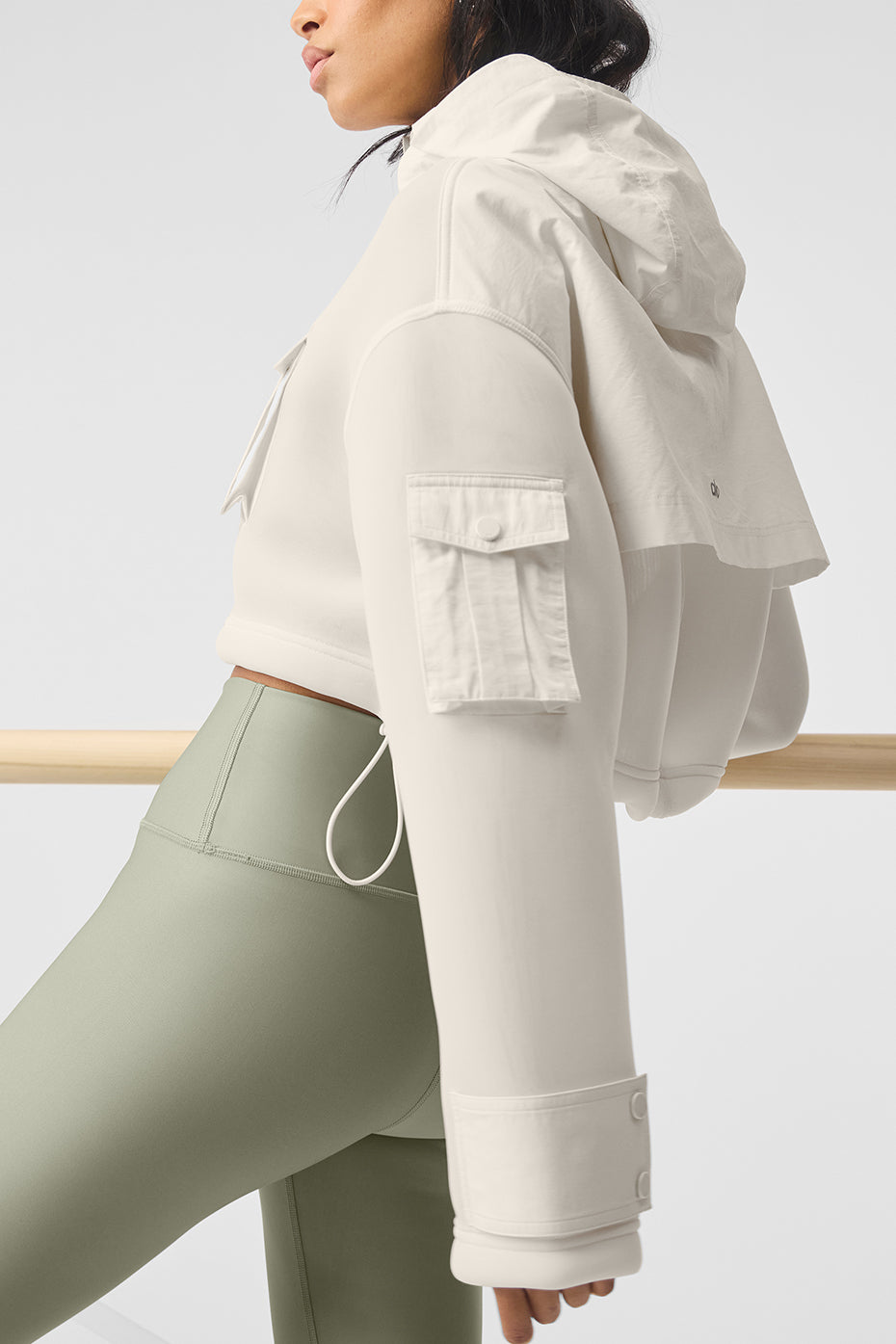 Cropped Engage Cargo Parka - Ivory - Image 2